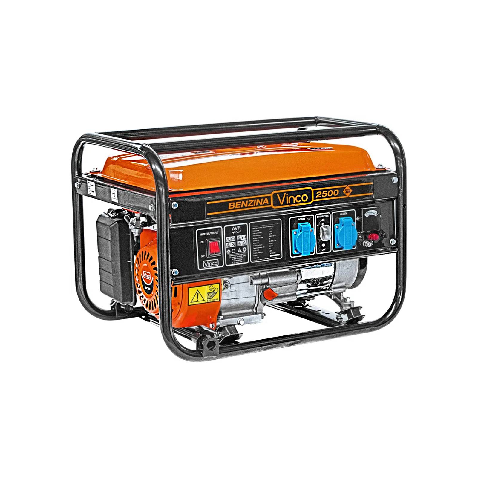 Generatore "60128" motore monofase a 4 tempi con funzionamento con benzina ed avviamento a strappo 2,2 KW Hp 5,5