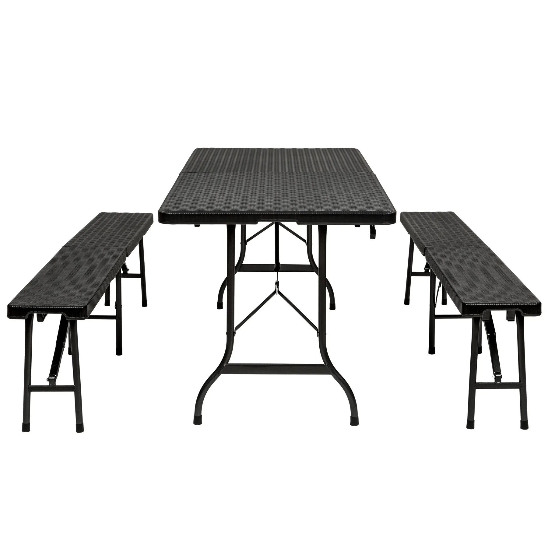 Tavolo pieghevole da catering e campeggio a valigetta con 2 panche marrone