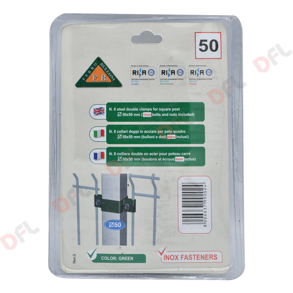 Collare di fissaggio doppio in acciaio per recinzione metallica