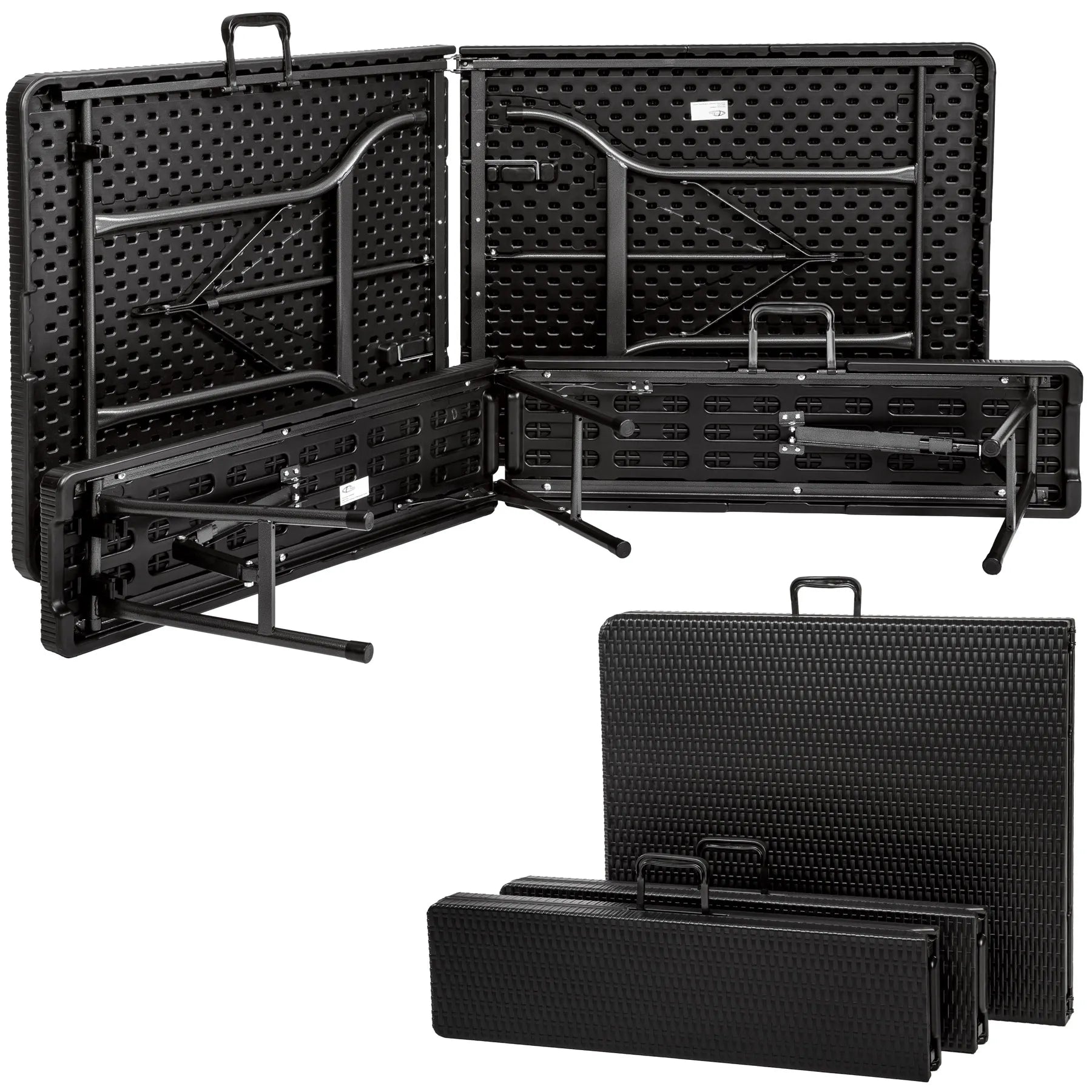 Tavolo pieghevole da catering e campeggio a valigetta con 2 panche marrone