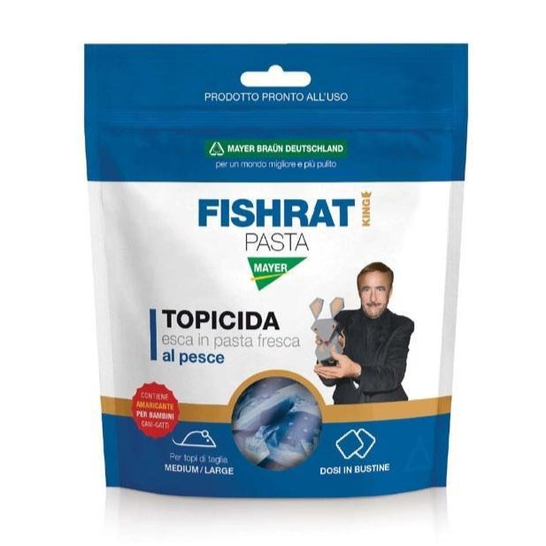 Esca per topi al sapore di pesce, topicida in pasta con dosi in bustine, da 150 grammi