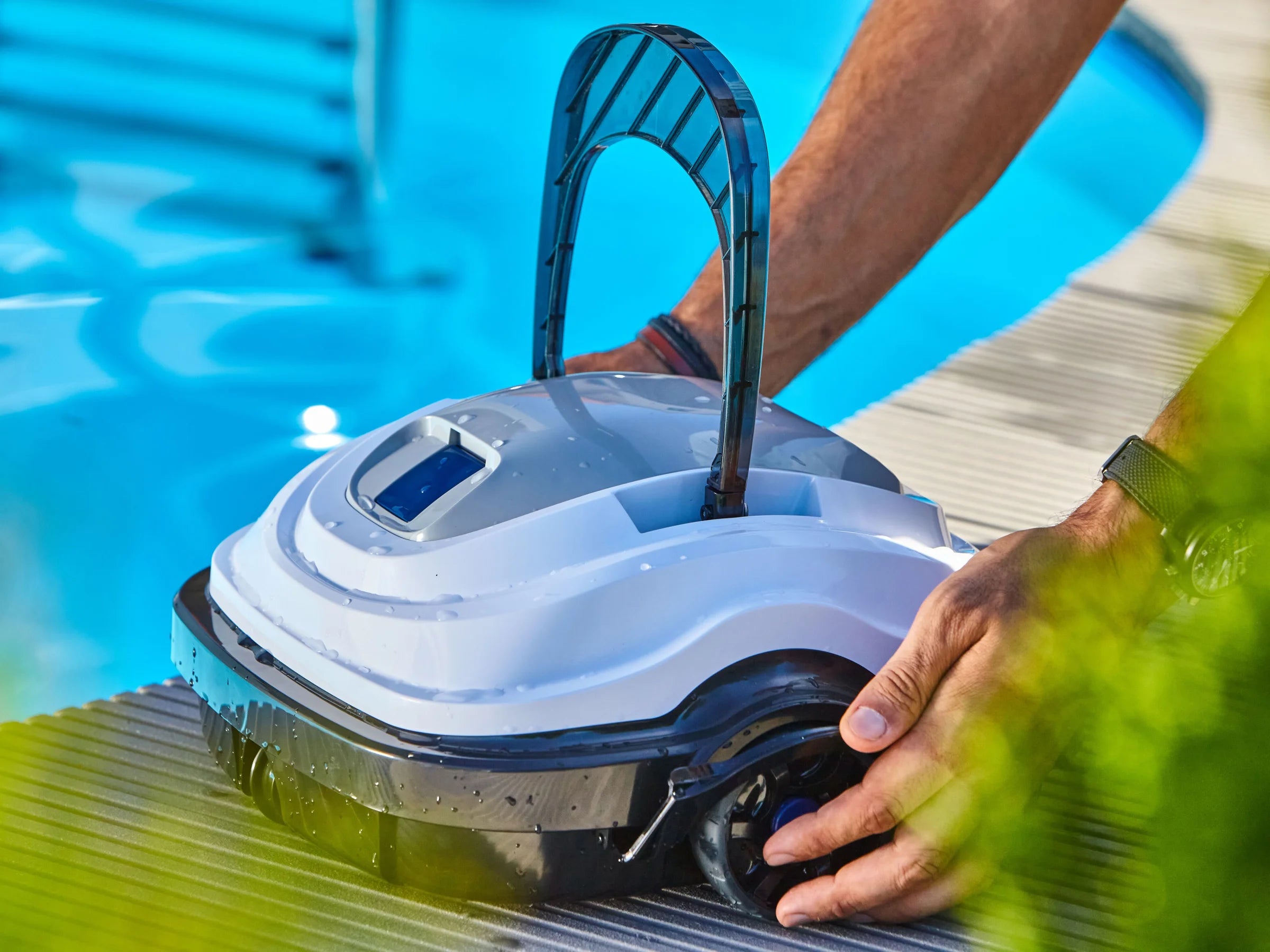 Robottino "Sirena" puliscifondo per piscina automatico con ruote, fino a 50 minuti di autonomia