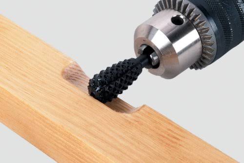 Raspa rotativa conica bombata ideale per legno con gambo Ø 6 mm
