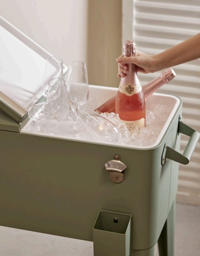 Frigo doppio contenitore con rotelle colore verde