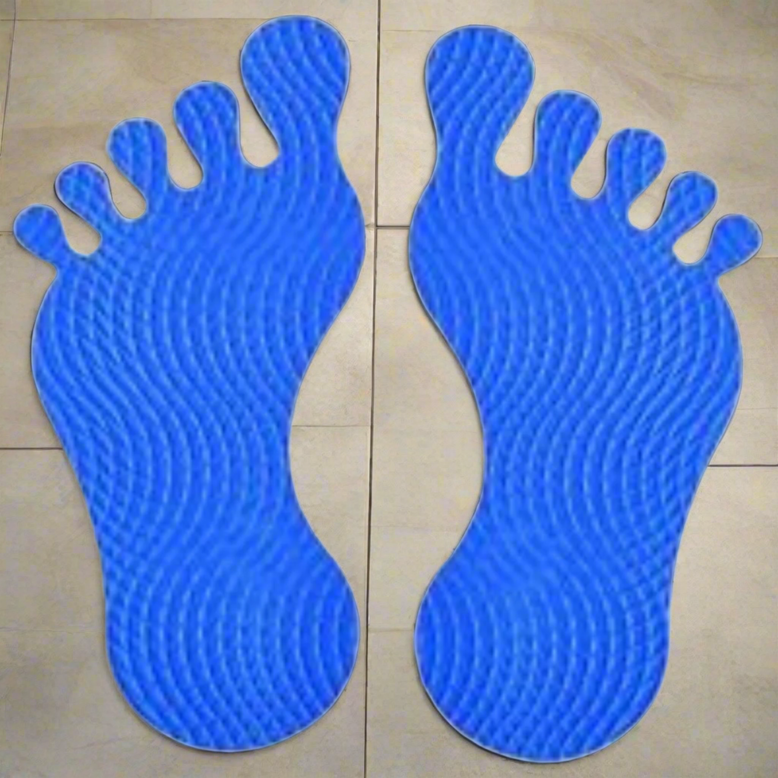 Tappeto antiscivolo "Foot" blu 4 x 9 cm da 8 pz