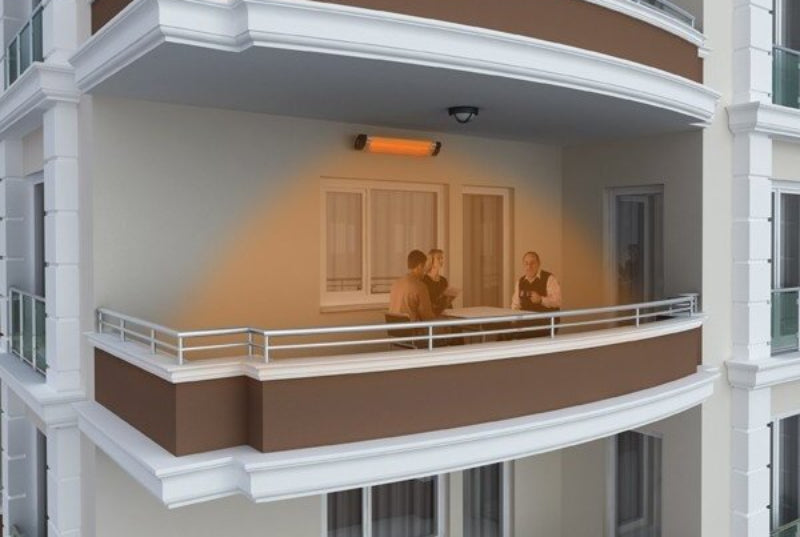 Stufa a pannello infrarossi da parete indicata per utilizzo outdoor, colore nero