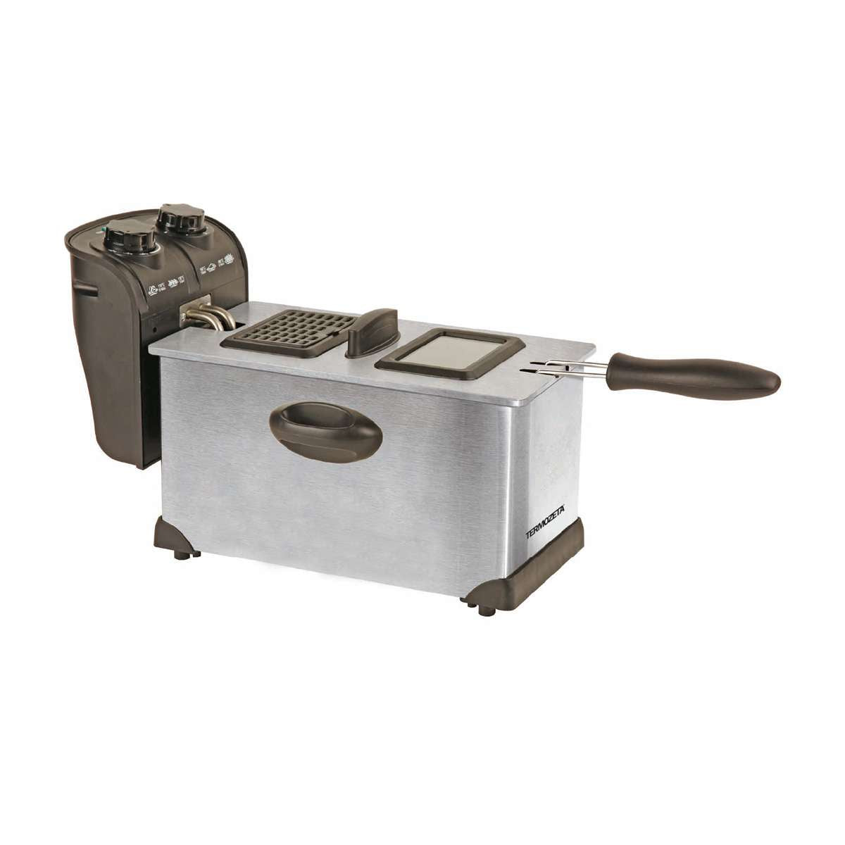 Friggitrice elettrica in acciaio inox ideale per tutti i tipi di frittura, capacità 3 litri