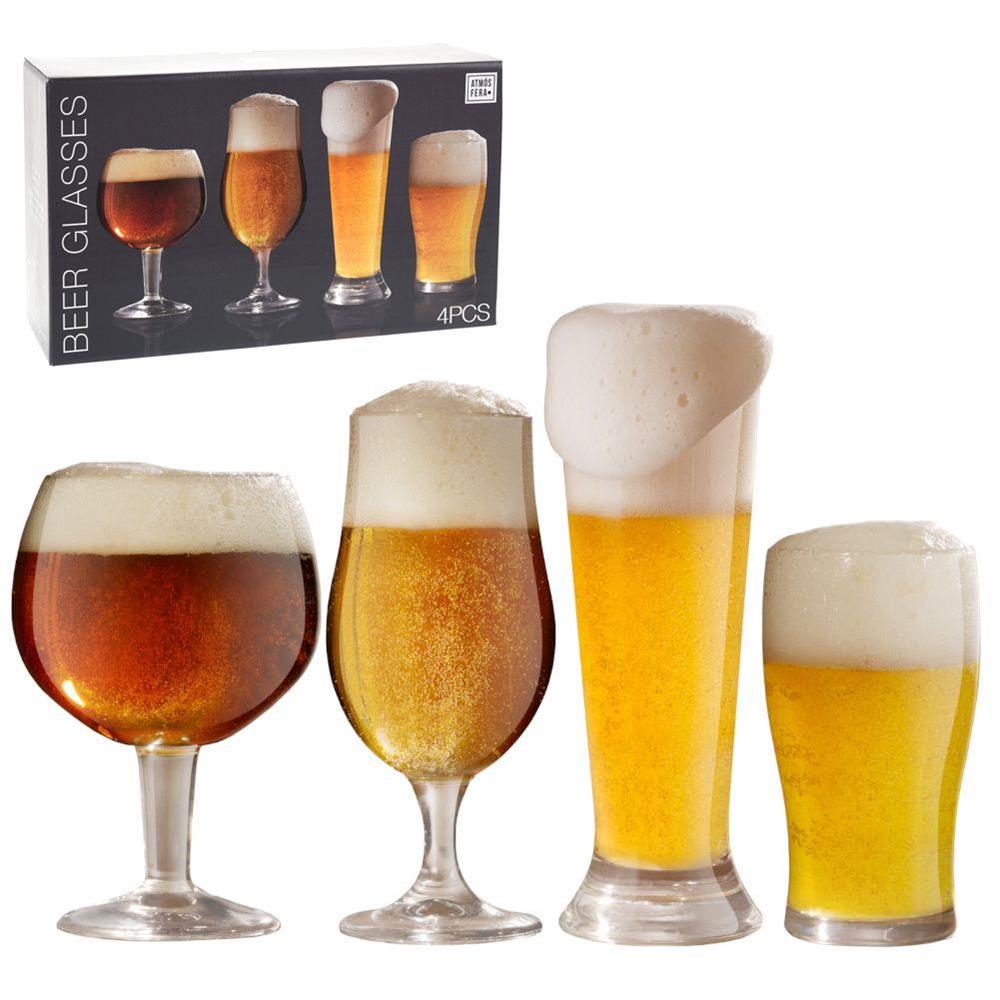 Bicchieri per degustazione birra in vetro trasparente set da 4