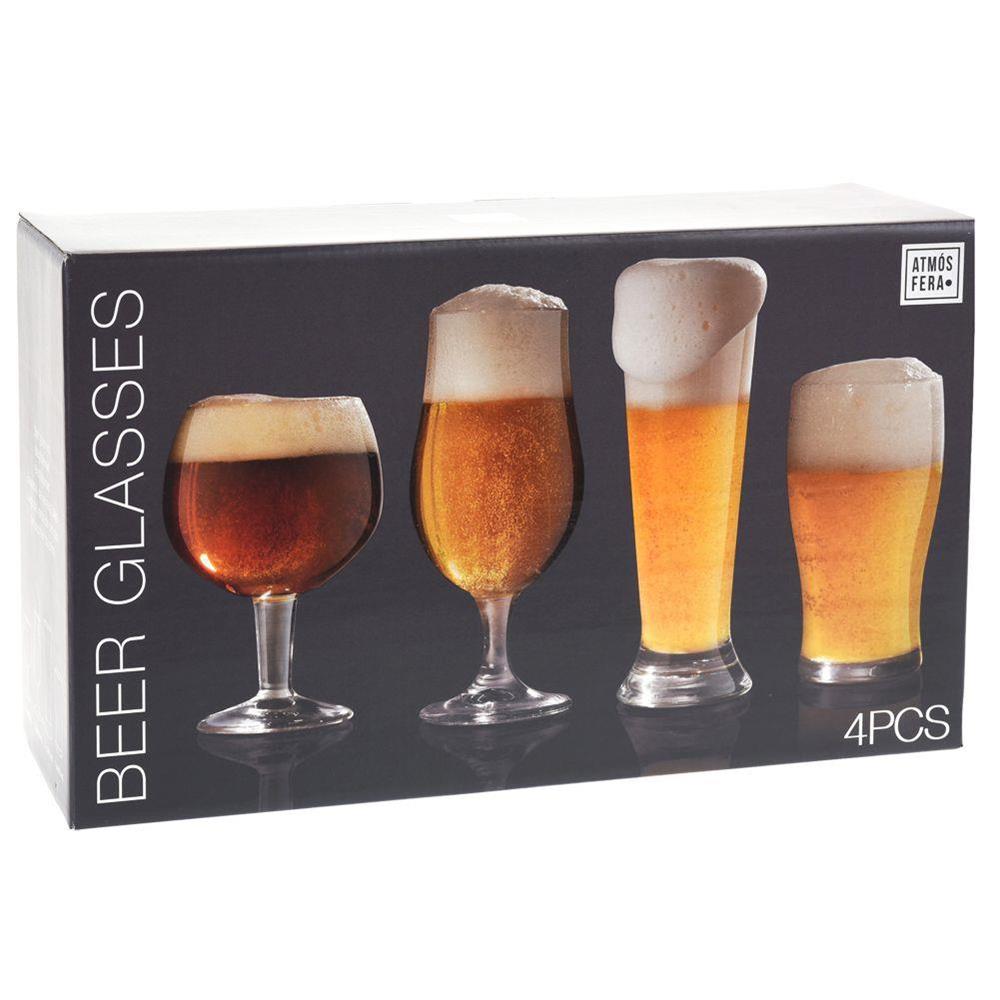 Bicchieri per degustazione birra in vetro trasparente set da 4
