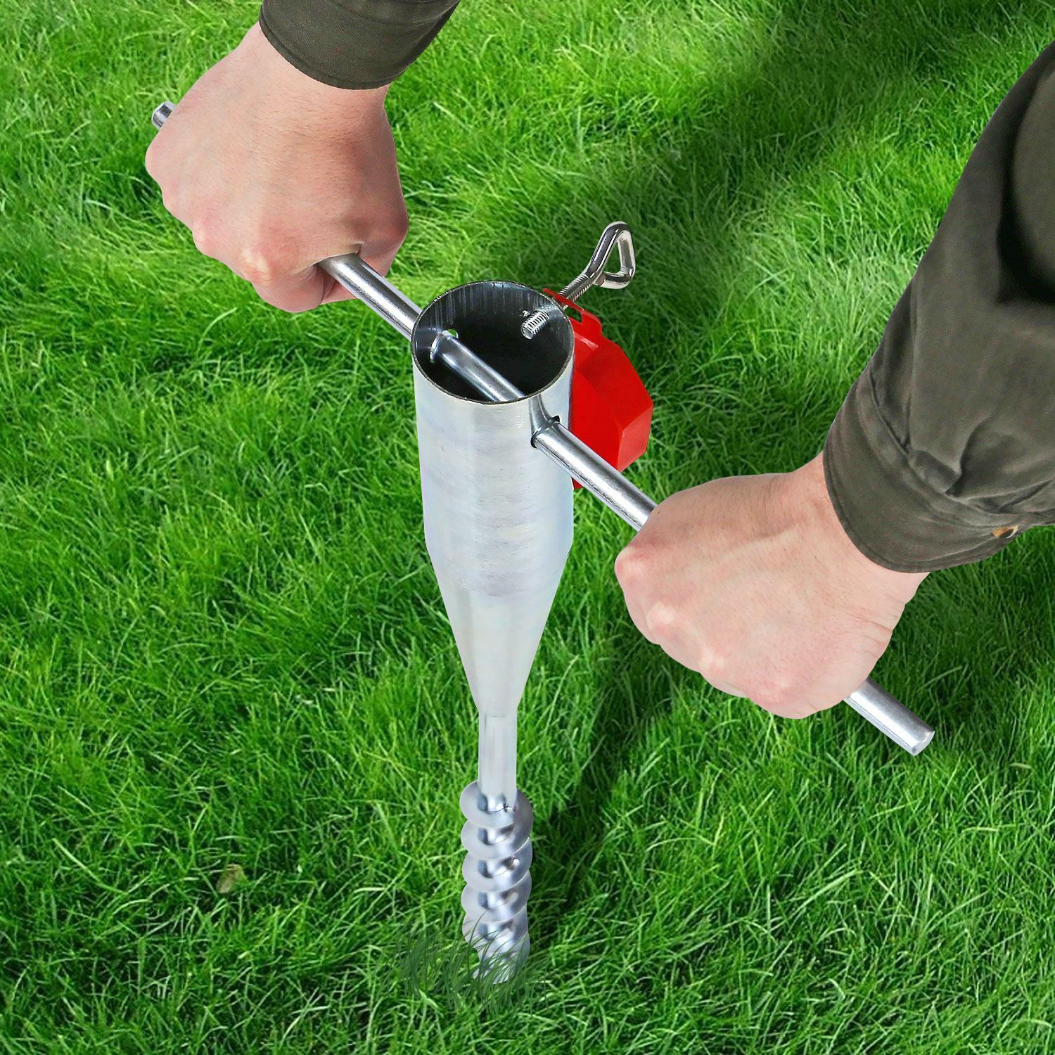 Picchetto in metallo porta ombrellone trivella per sabbia e sassi h 56 cm