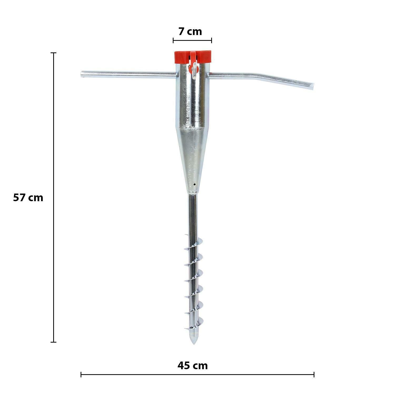 Picchetto in metallo porta ombrellone trivella per sabbia e sassi h 56 cm