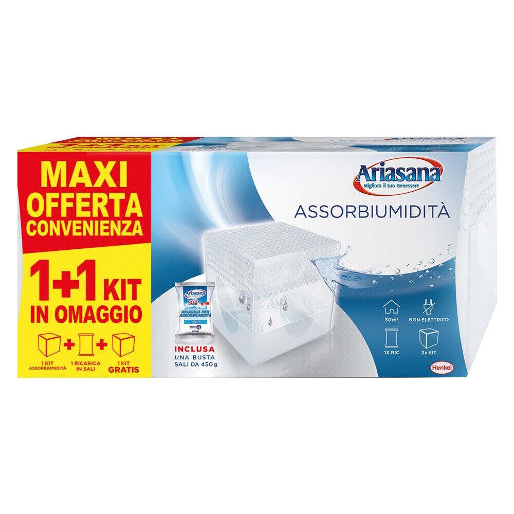 Ariasana Assorbiumidità Kit Mini 1+1 Inodore, Deumidificatore
