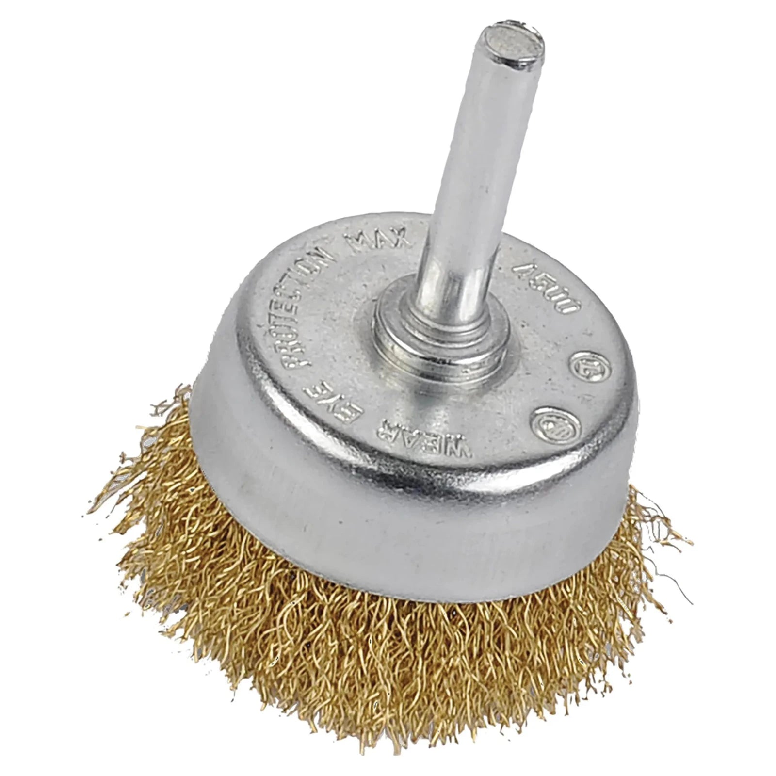 Spazzola a tazza per trapano con fili in acciaio ondulati