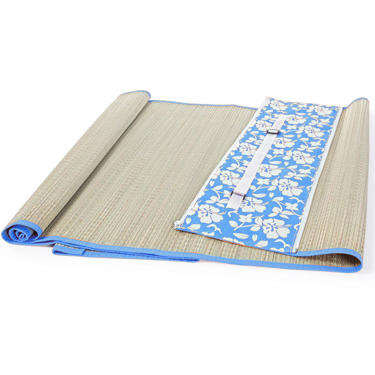 Stuoia da spiaggia e campeggio in paglia richiudibile con zip 180 x 60 cm
