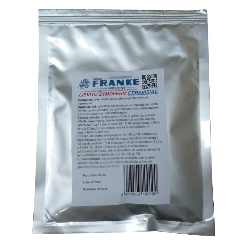 Lievito per fermentazione vino "Zymoferm Cerevisiae" dal sapore secco e selezionato 100 g