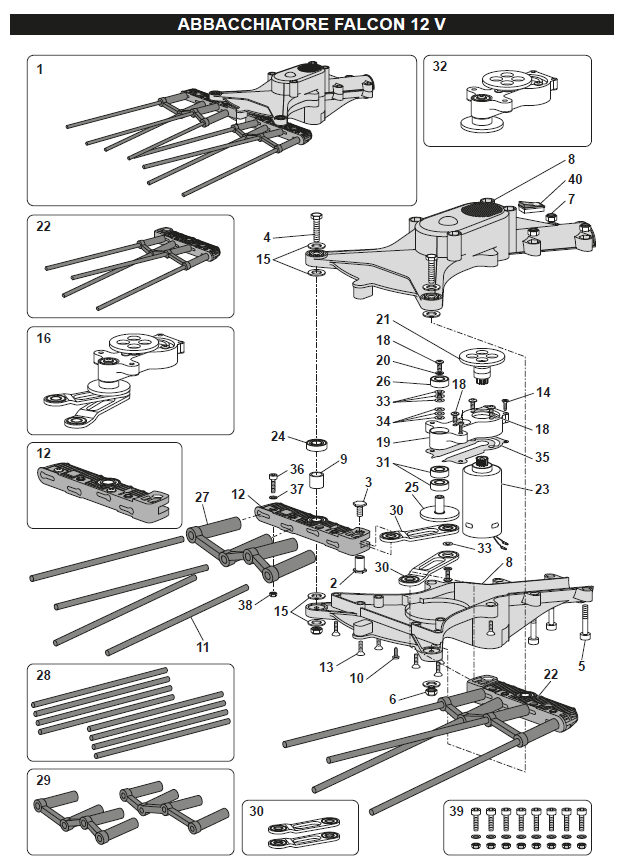 Interruttore di ricambio originale con cappuccio per abbacchiatori Zanon Falcon 12V