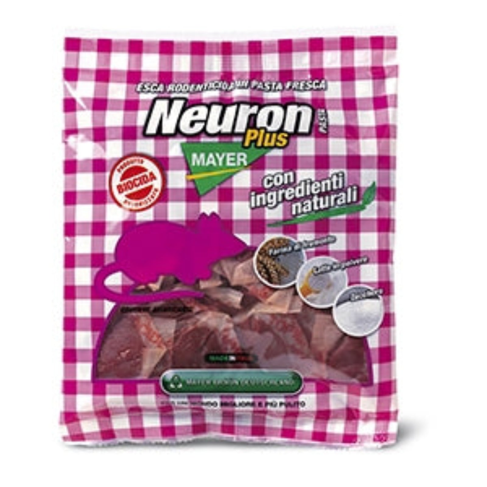 Esca topicida "Neuron pasta" bocconi al salmone per topi, ratti e arvicole veleno rodenticida 500 gr