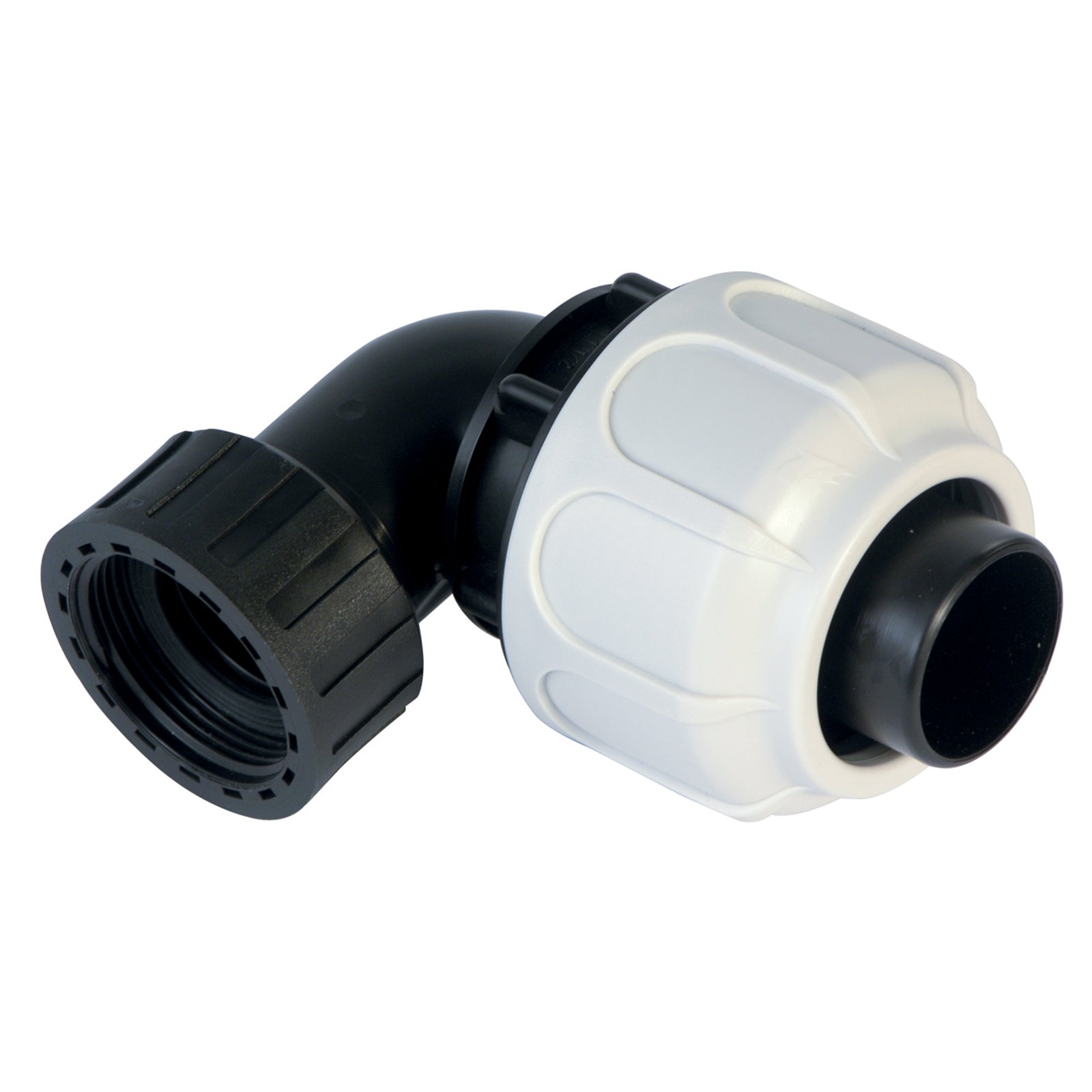 Giunto a gomito 90° raccordo portagomma a compressione