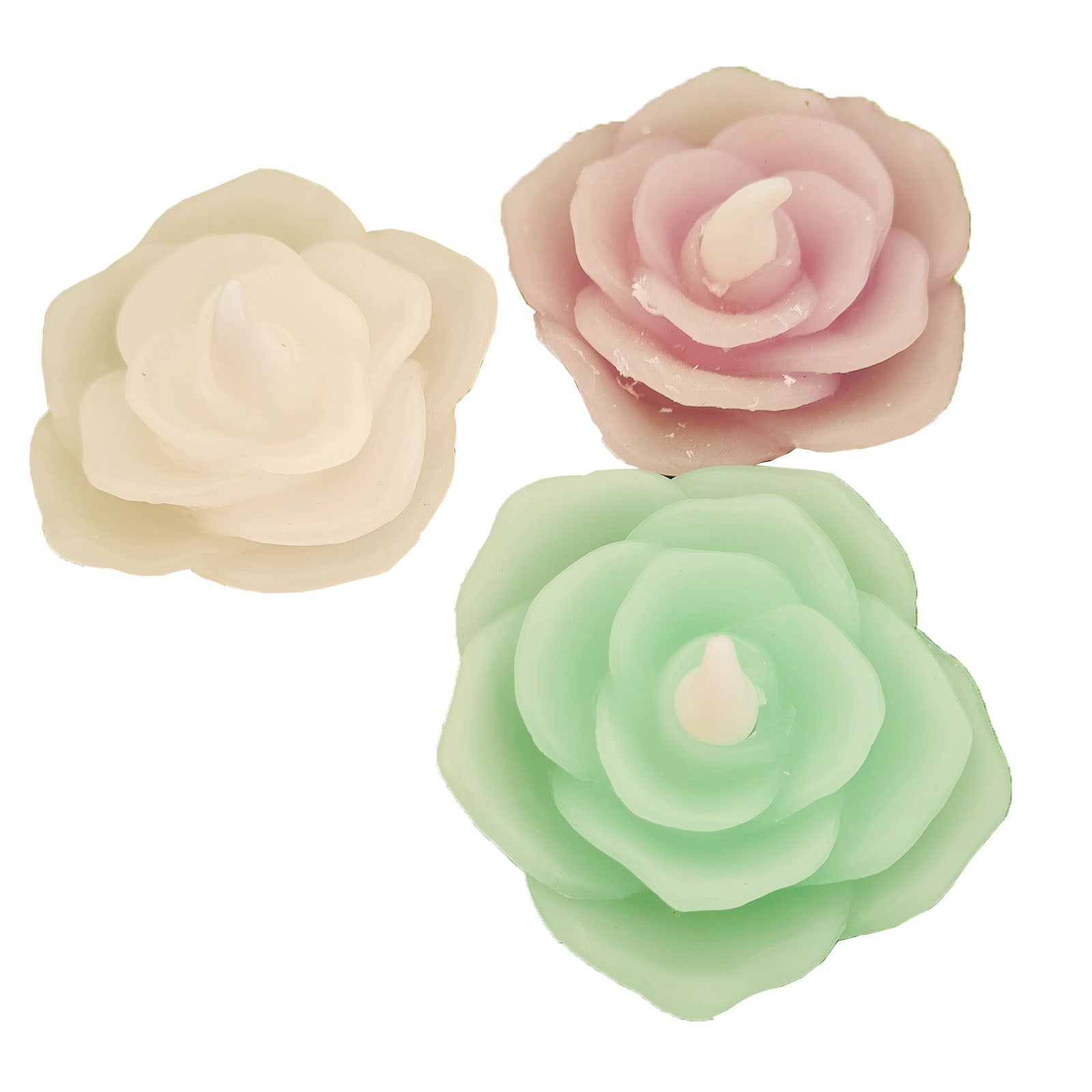 Set 2 cerini a forma di rosa sommergibili a led bianco caldo per interno ed esterno