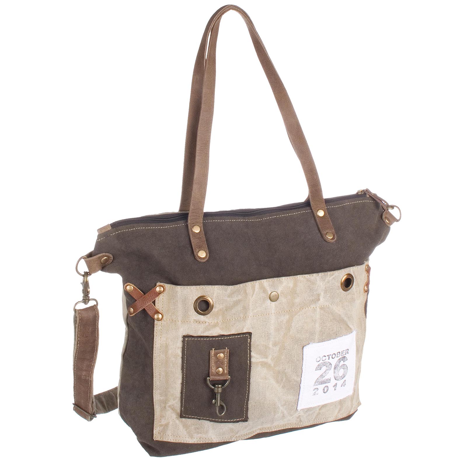 Borsa da mare campeggio e gite fuori casa in pelle e cotone