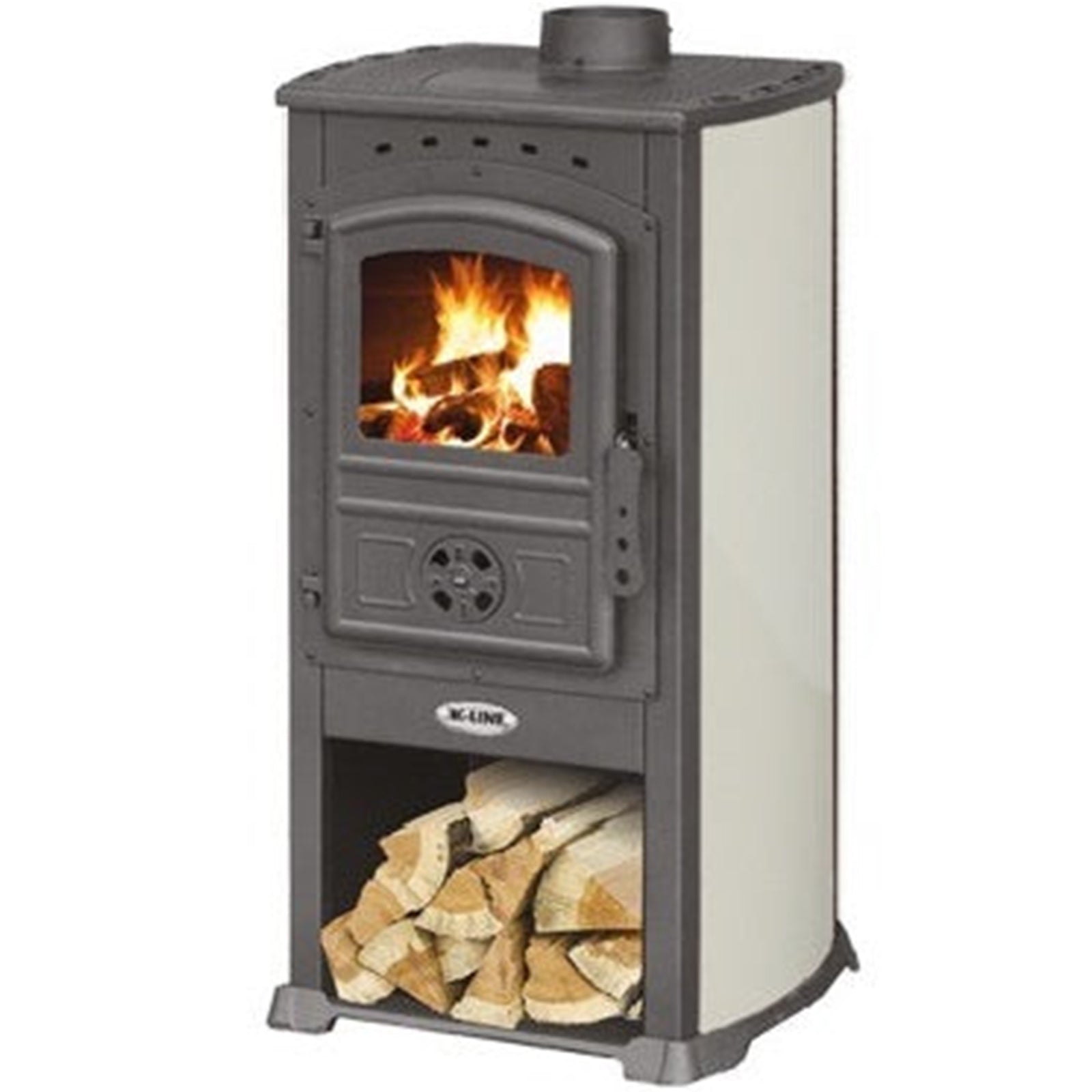 Stufa a legna "Koral" 8 kW in acciaio verniciato caminetto h 94 cm