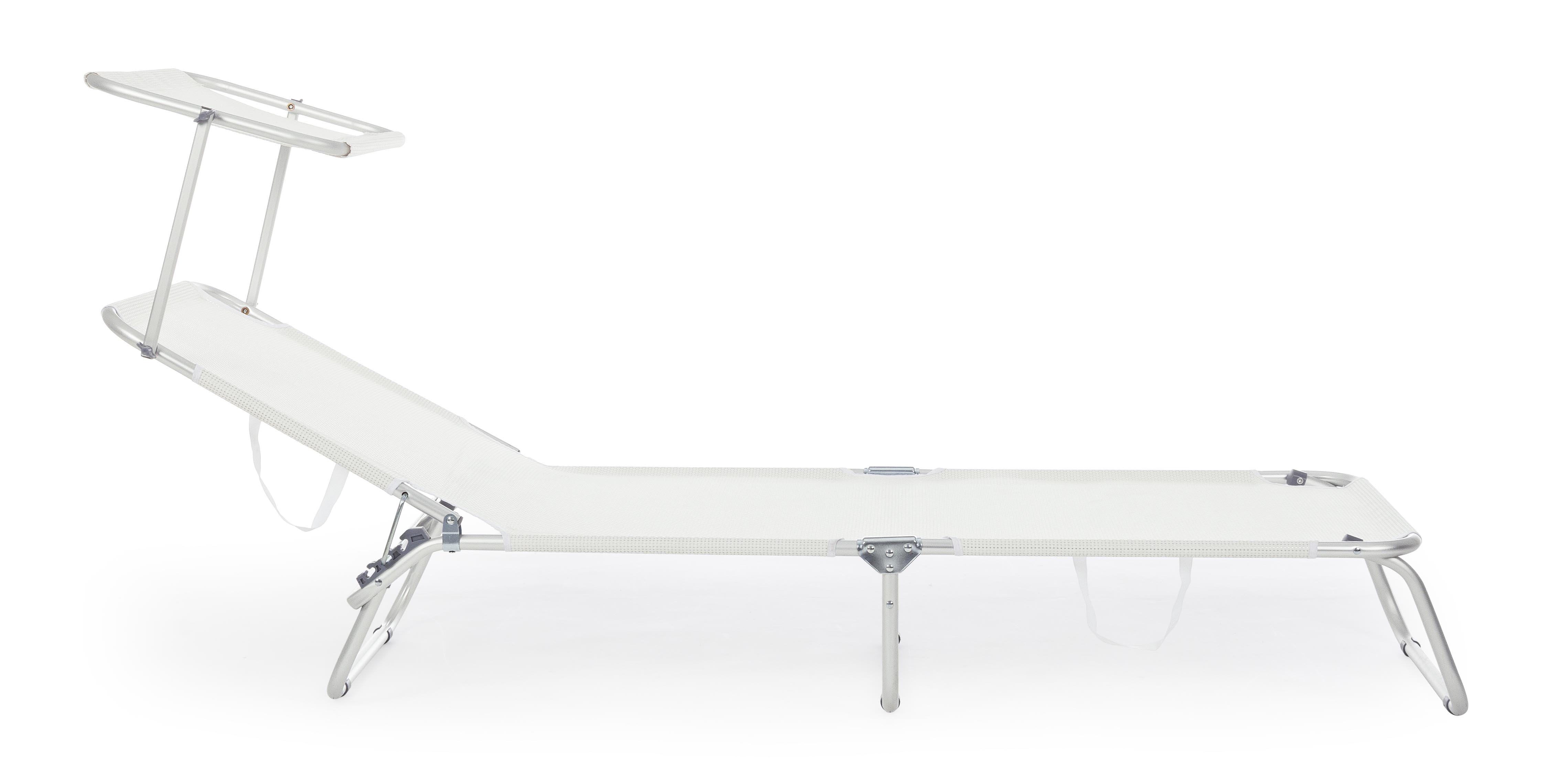 Brandina spiaggina ''Cross'' lettino in alluminio anodizzato pieghevole con tettuccio da mare