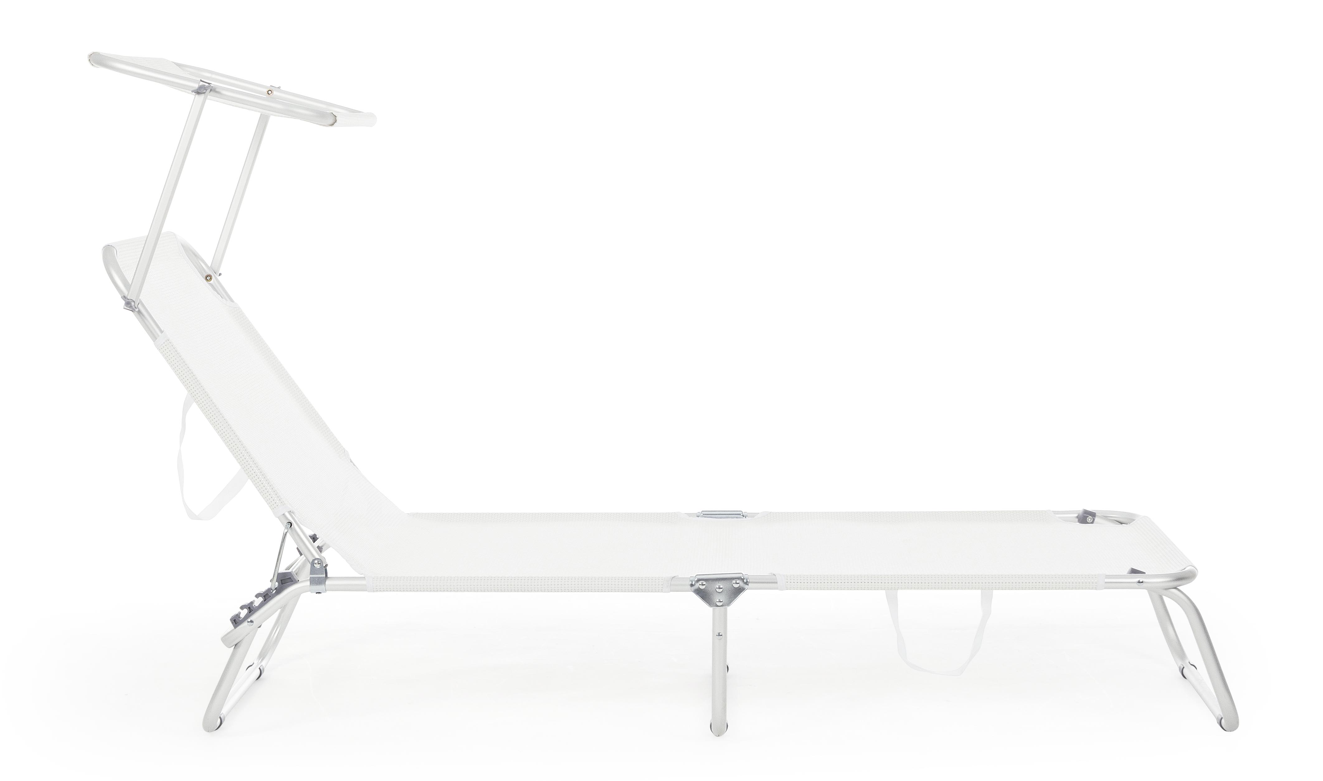 Brandina spiaggina ''Cross'' lettino in alluminio anodizzato pieghevole con tettuccio da mare