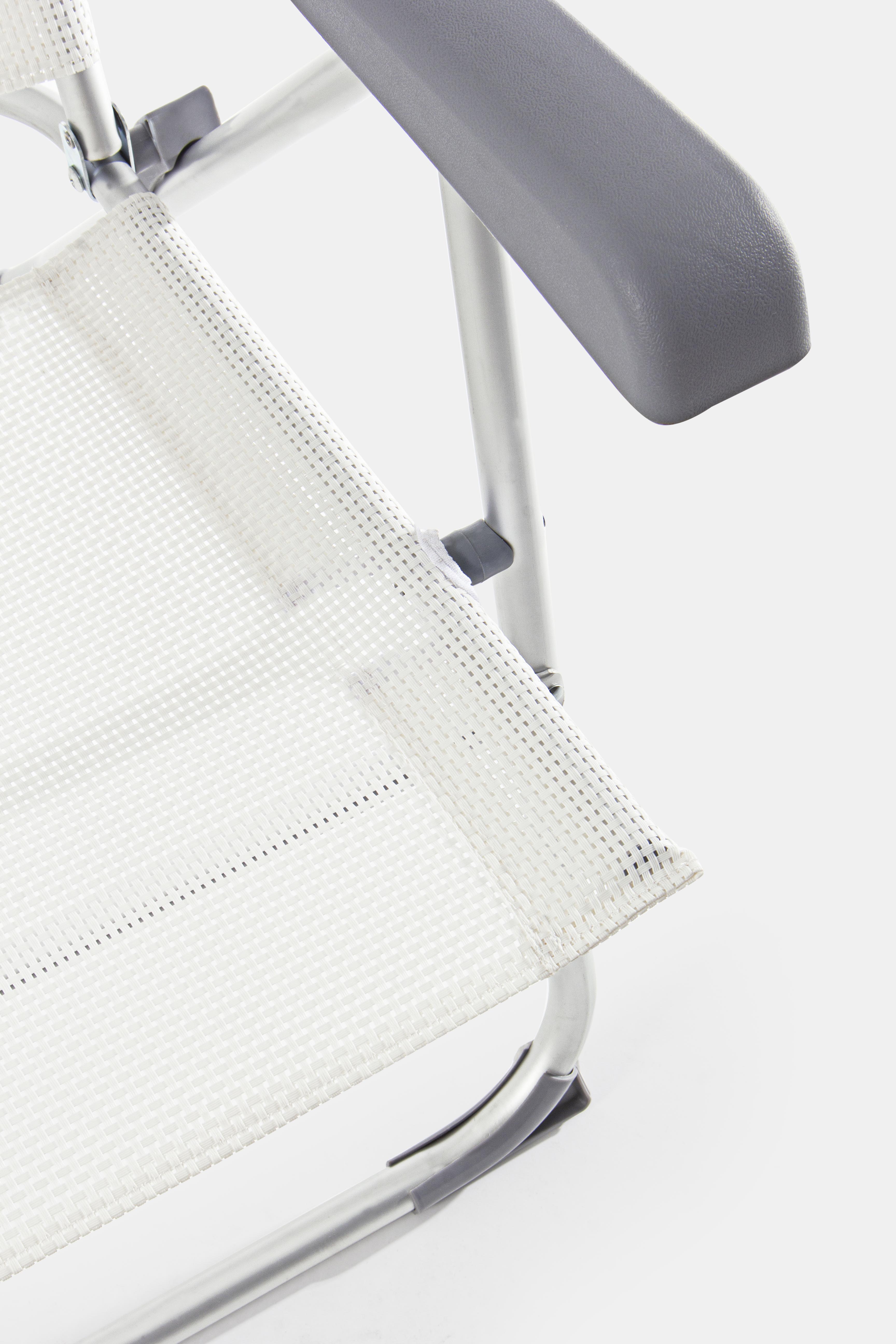 Poltrona "Cross" sedia a sdraio con schienale alto da balcone e veranda con braccioli pieghevole in alluminio