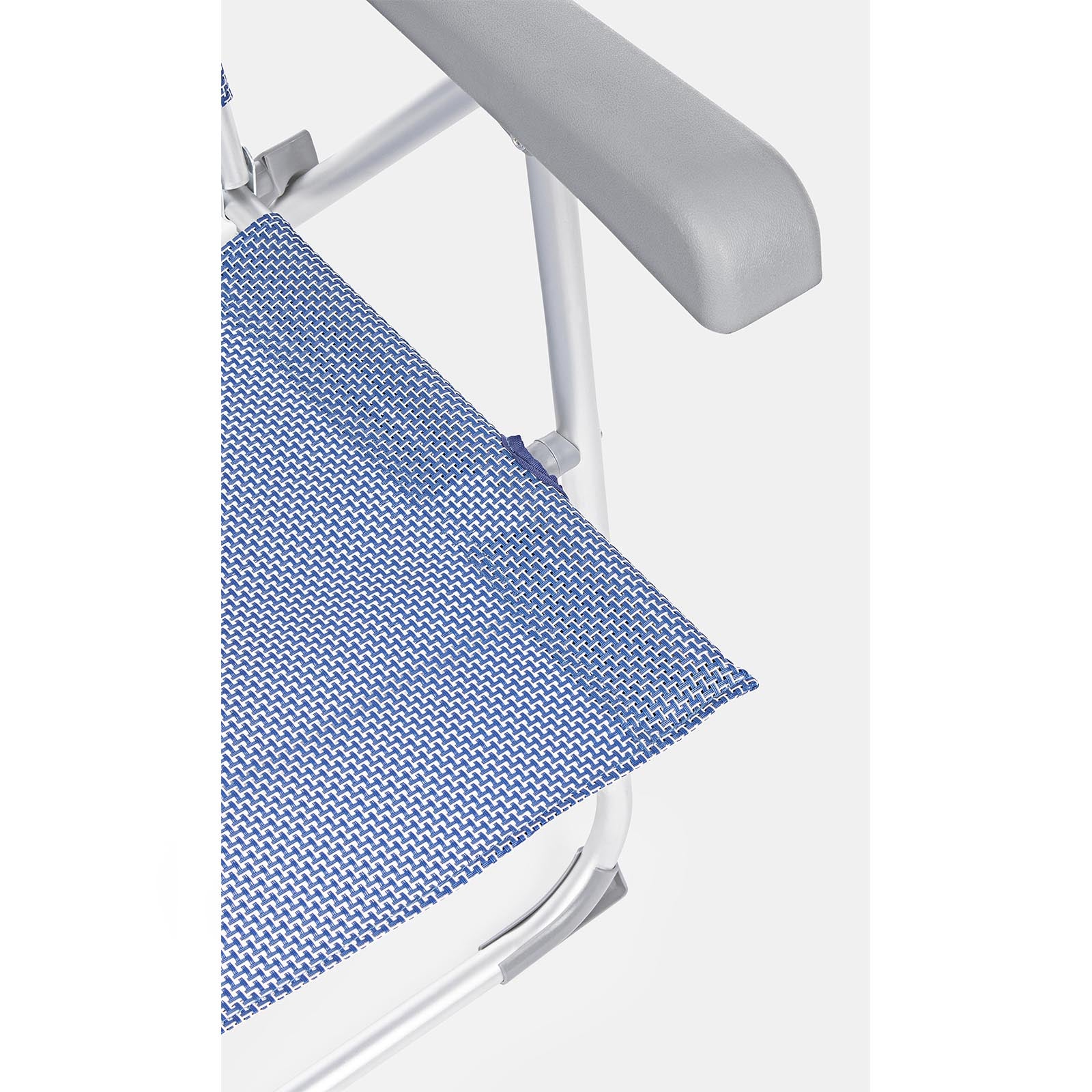 Poltrona "Cross" sedia a sdraio con schienale alto da balcone e veranda con braccioli pieghevole in alluminio