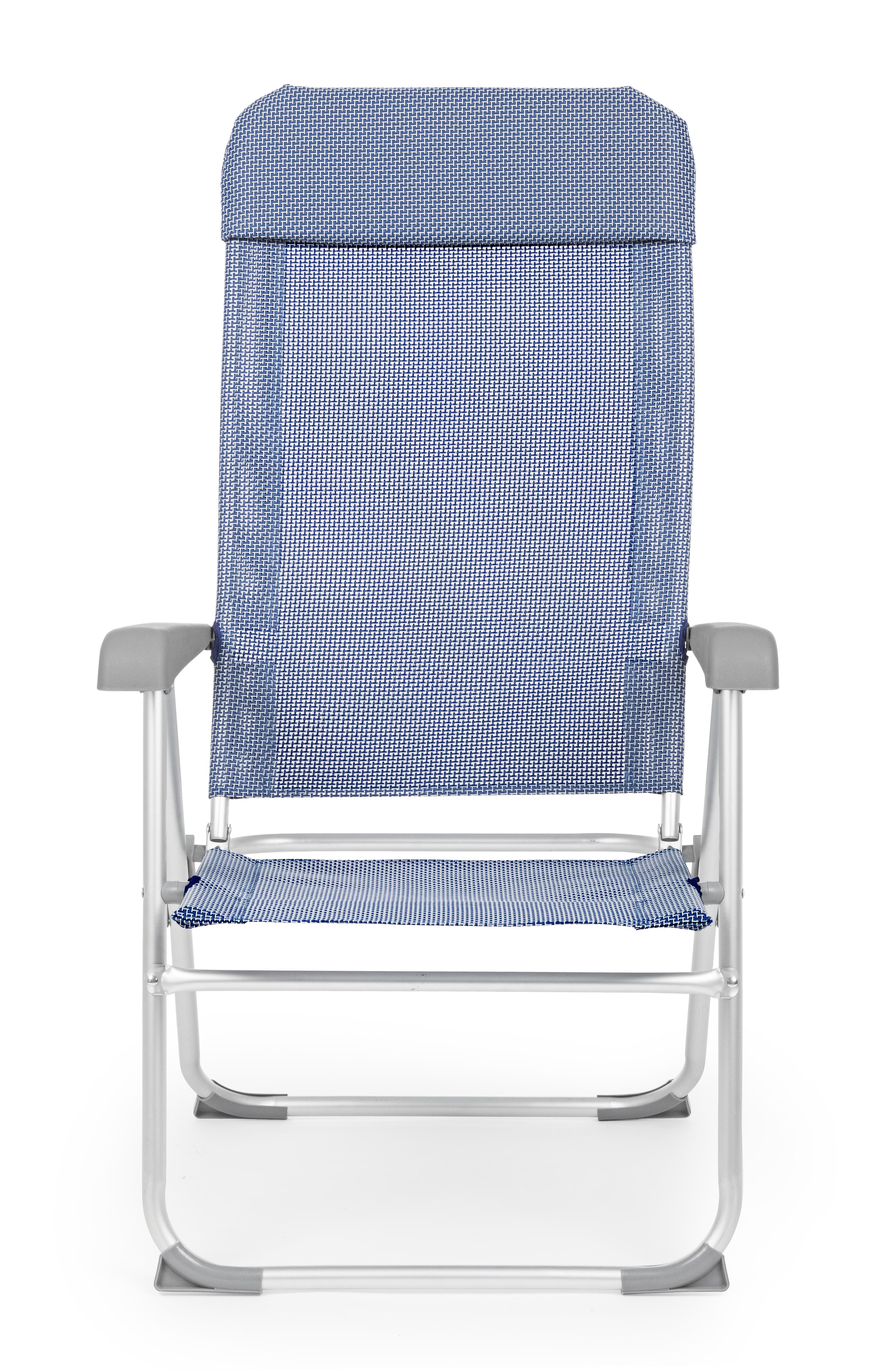 Poltrona "Cross" sedia a sdraio con schienale alto da balcone e veranda con braccioli pieghevole in alluminio