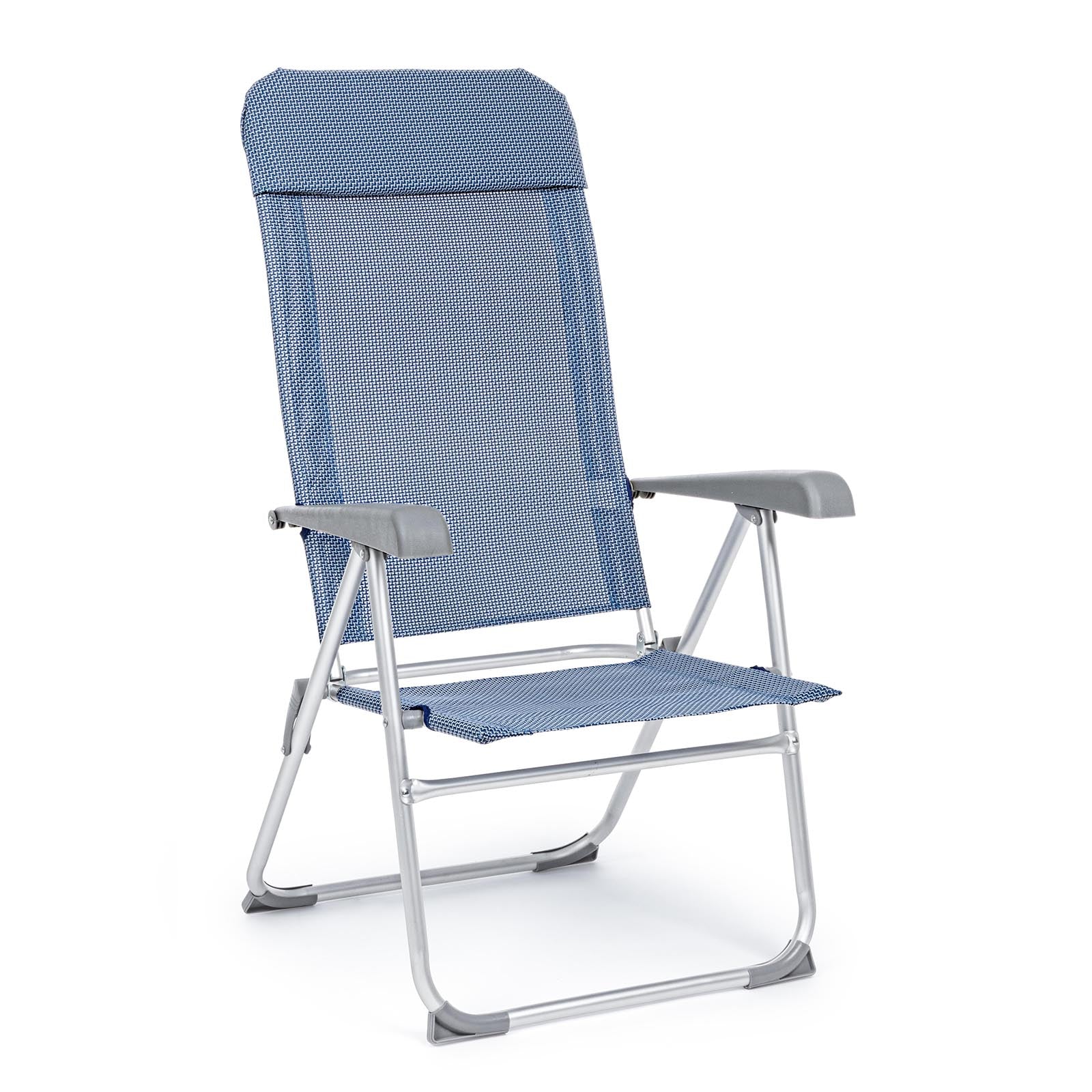 Poltrona "Cross" sedia a sdraio con schienale alto da balcone e veranda con braccioli pieghevole in alluminio