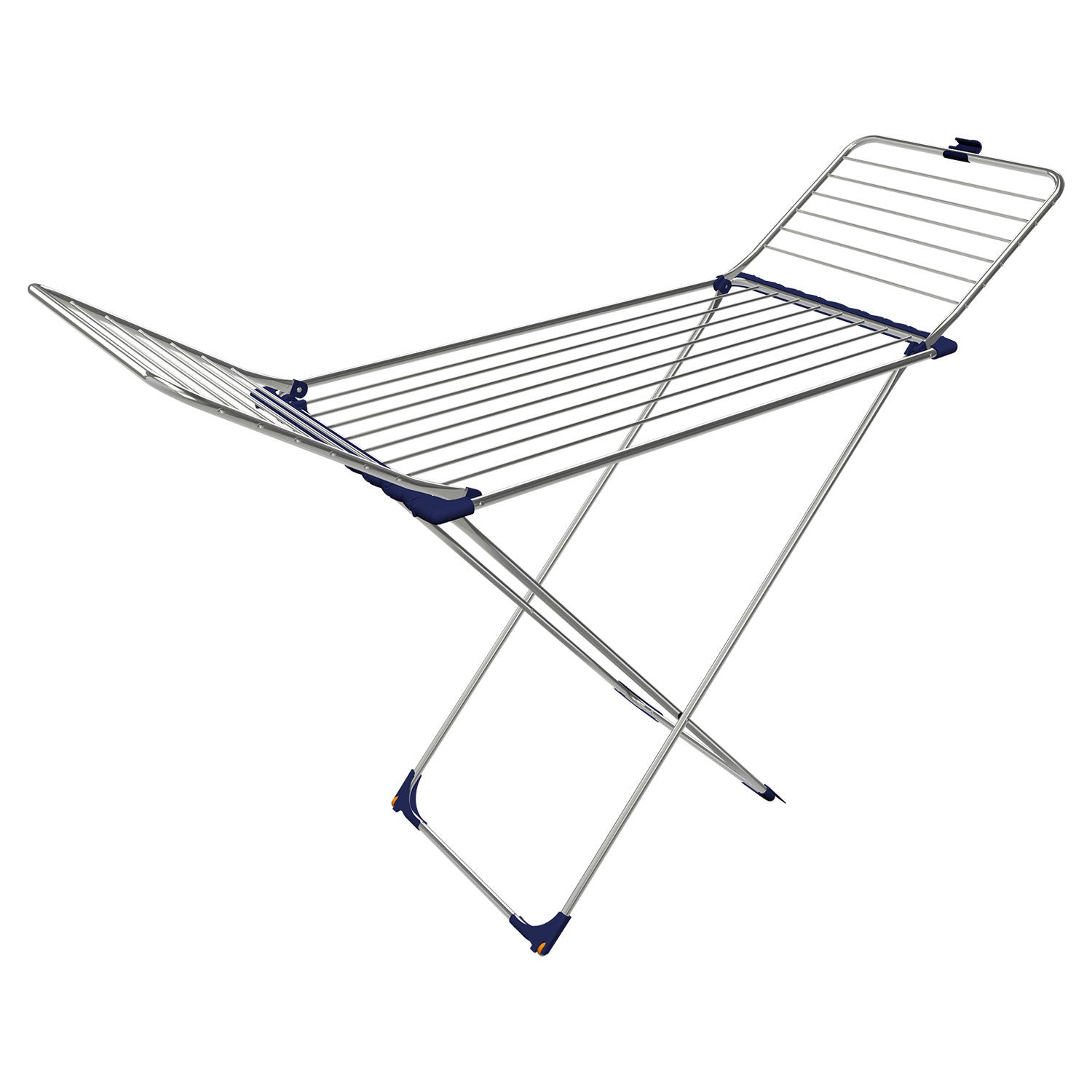 Stendibiancheria Gimi MAX da pavimento stendino in acciaio Inox con ali argento e blu 20 mt