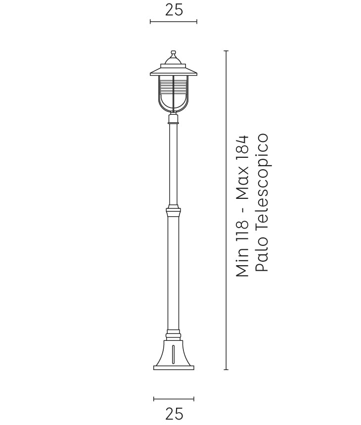 Lampione con colonna "Porto" lampada da esterno in alluminio Ruggine h 184 cm