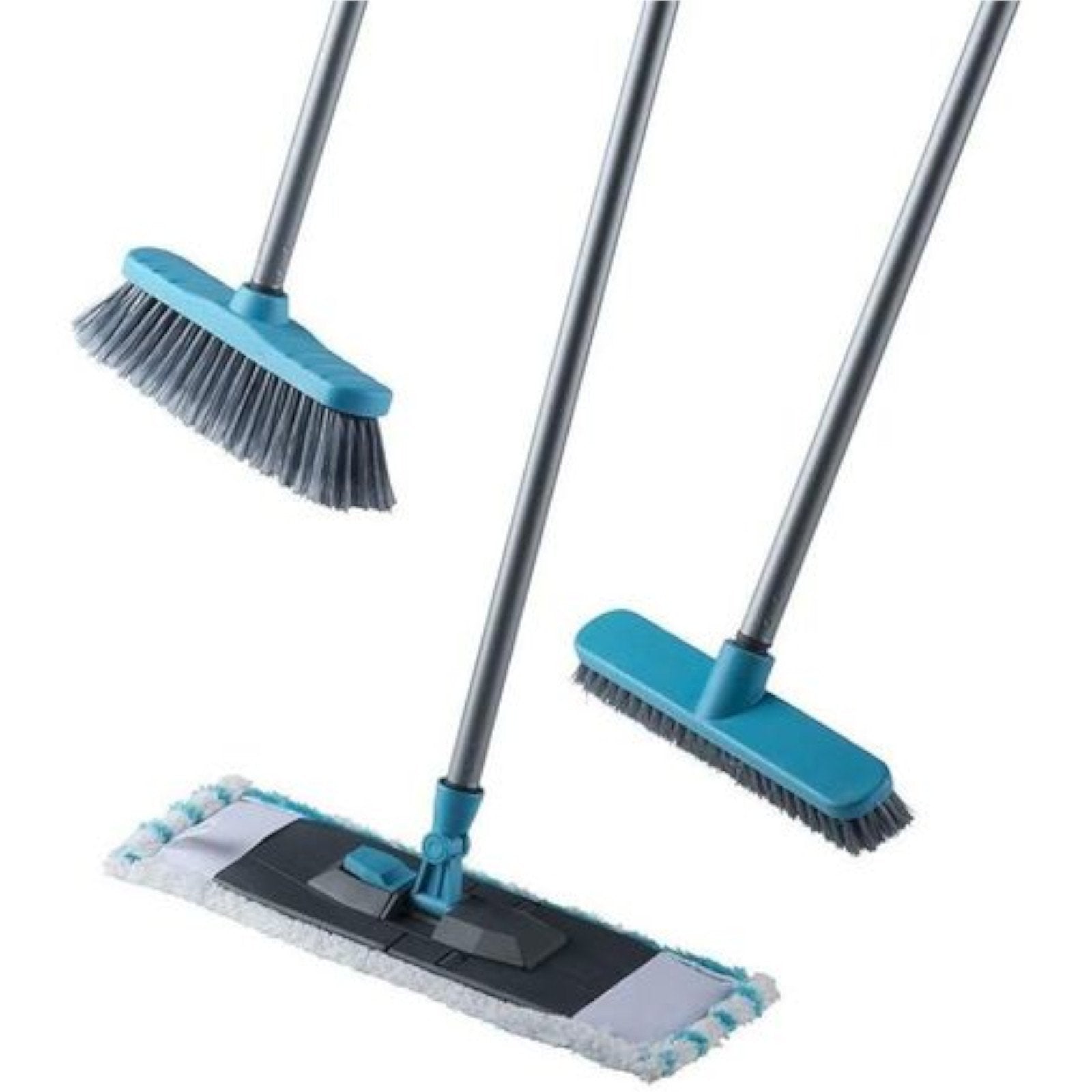Kit di pulizia per casa con scopa, spazzola, manico, mop e ricambio, 5 pezzi
