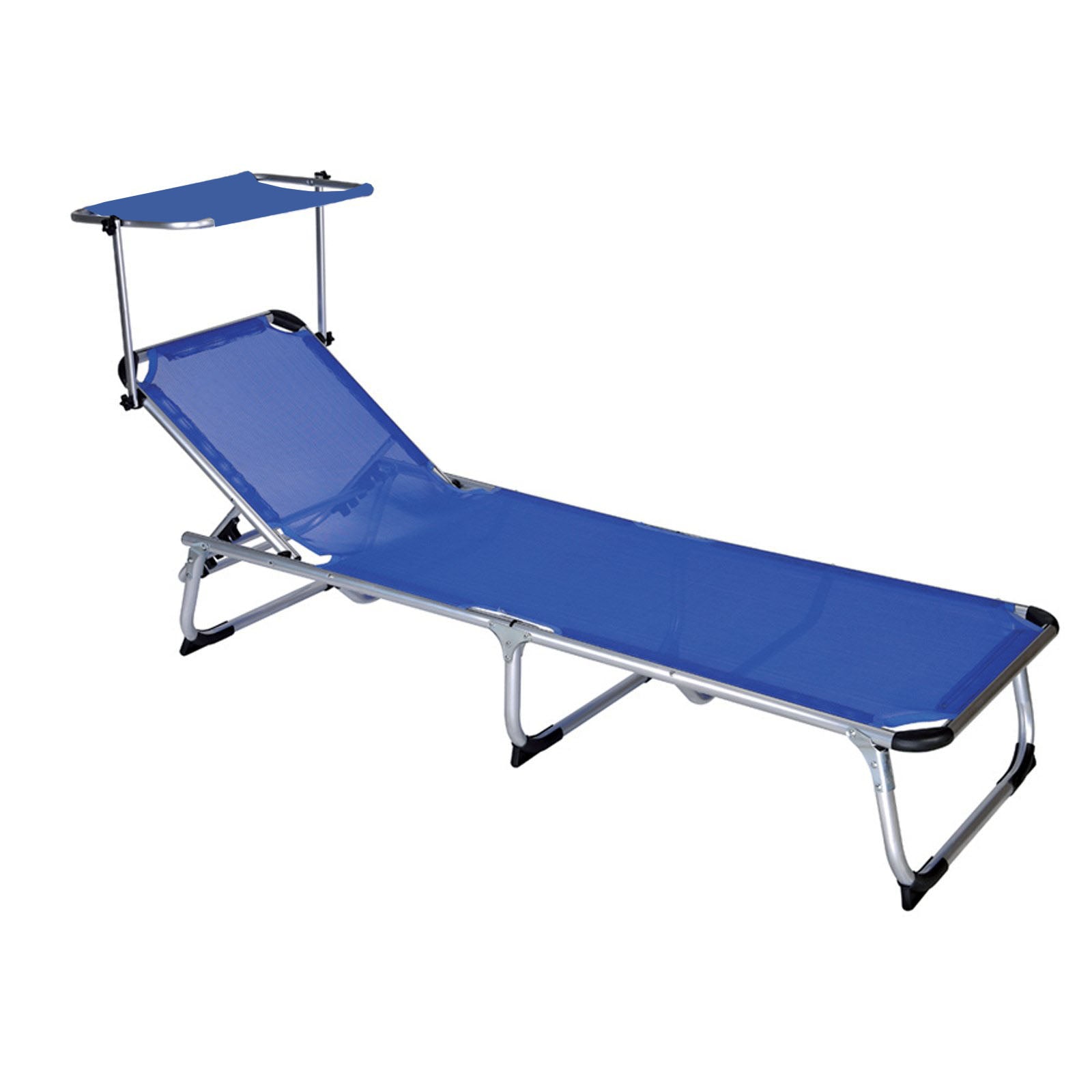 Lettino prendisole "Super" in alluminio pieghevole con tettuccio da mare e giardino