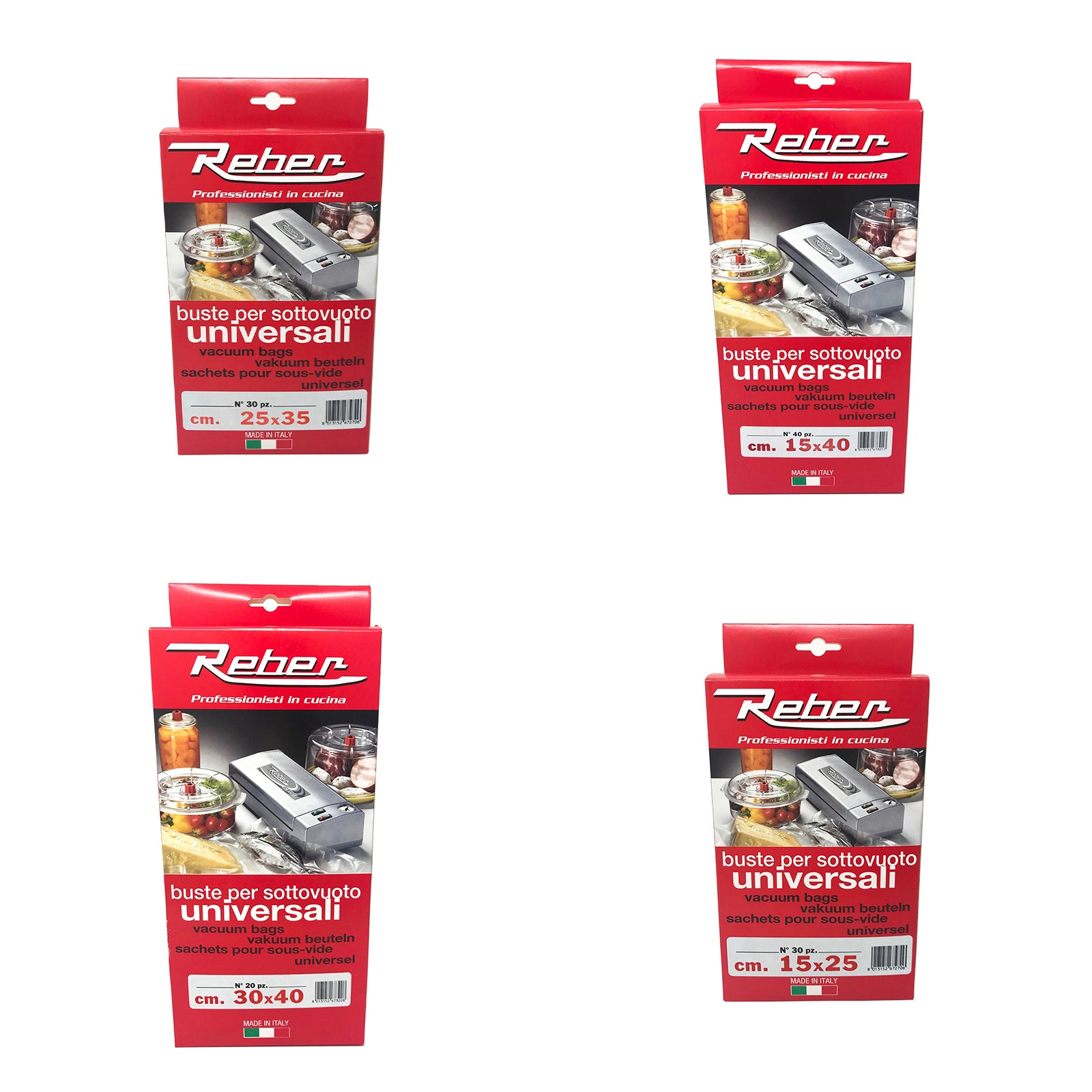 Sacchetti alimentari per sottovuoto e conservazione buste trasparenti goffrate