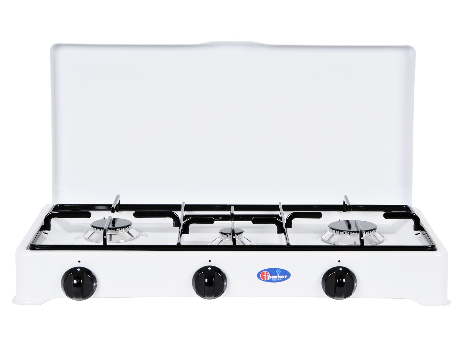 Fornello a gas da campeggio 3 fuochi "Parker" fiamma regolabile "Made in Italy"