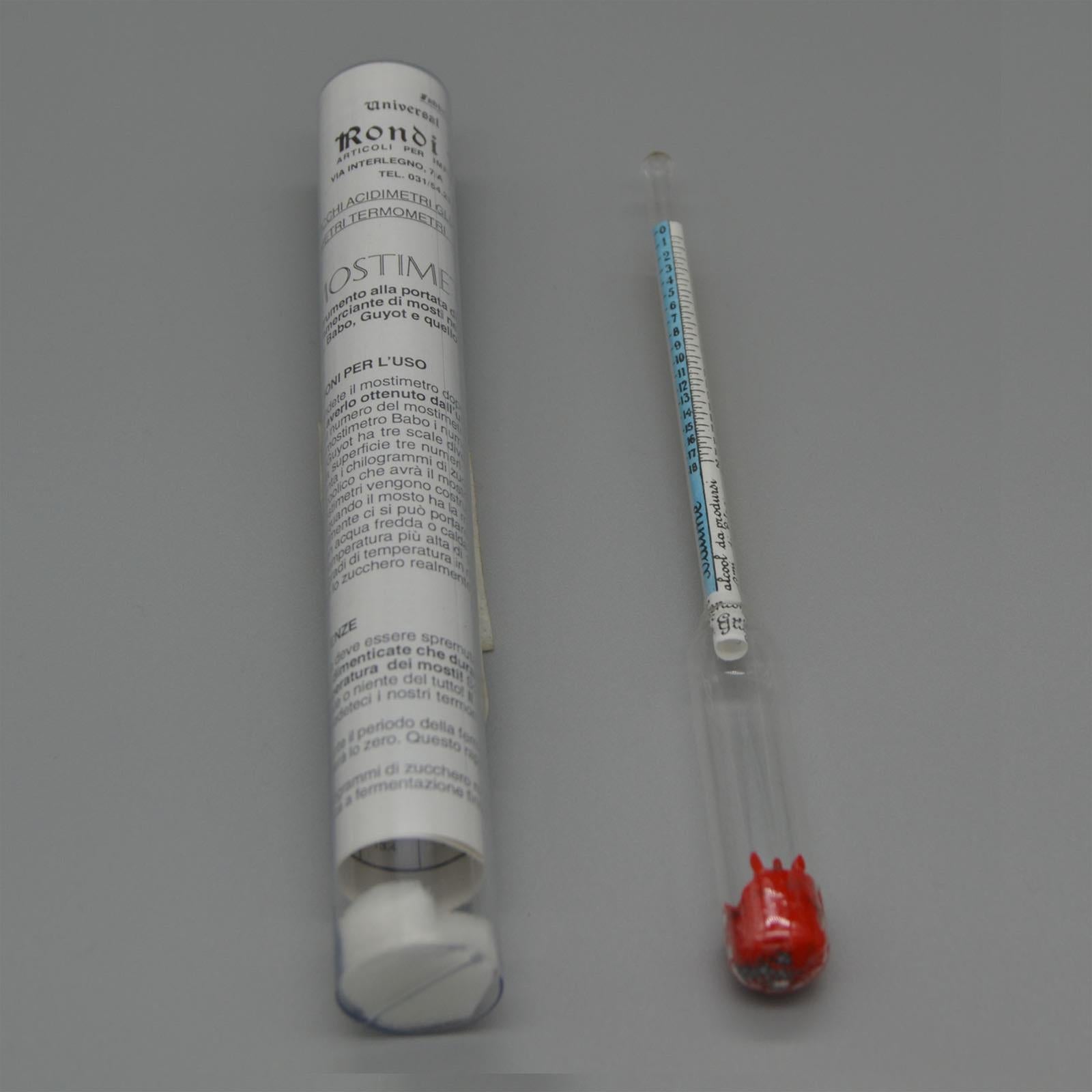 Mostimetro di bobo h 16 per vino baume' calcolo grado zuccherino alcool da prodursi