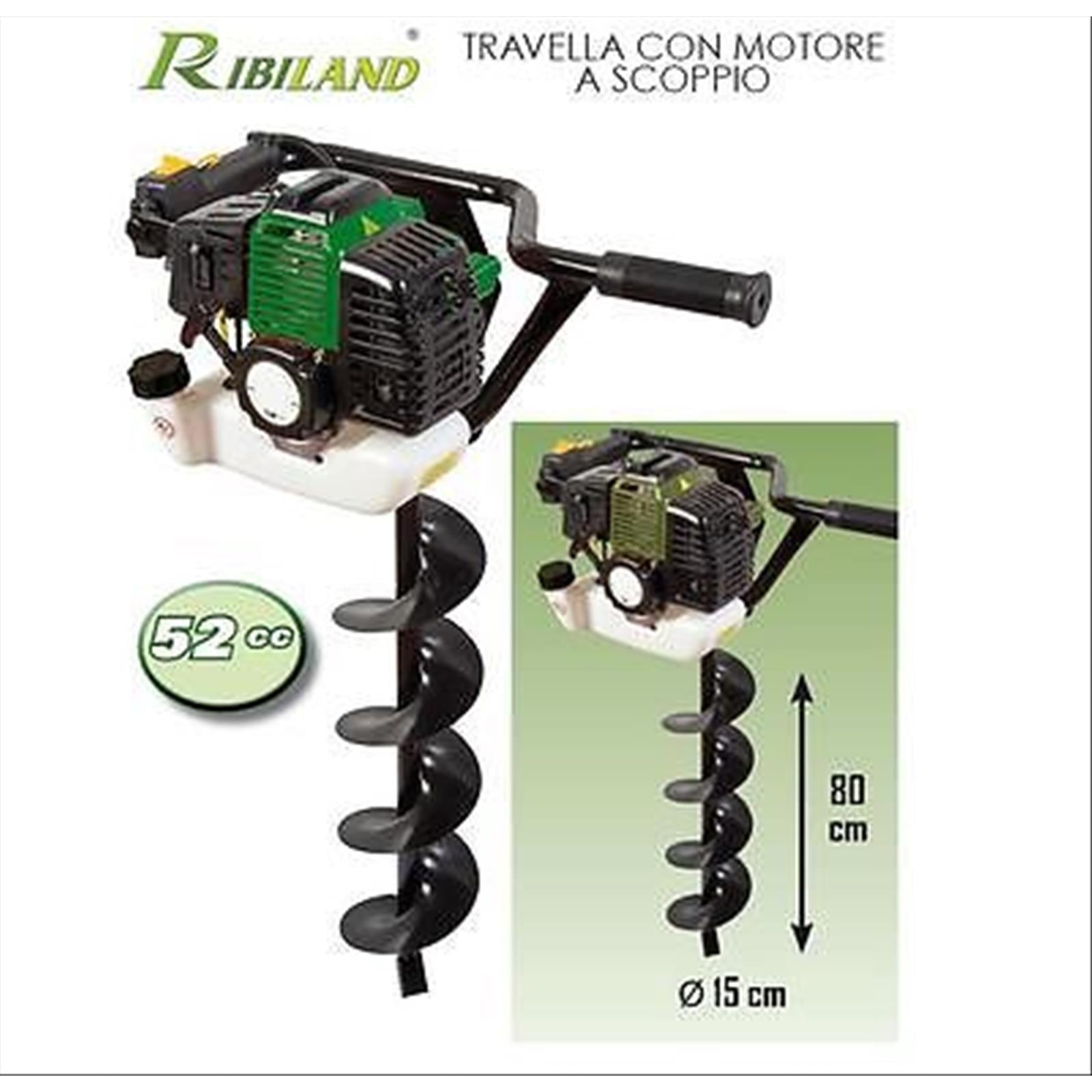 Trivella con motore a scoppio monocilindrico 2 tempi 52cc 7500 giri/min ribiland