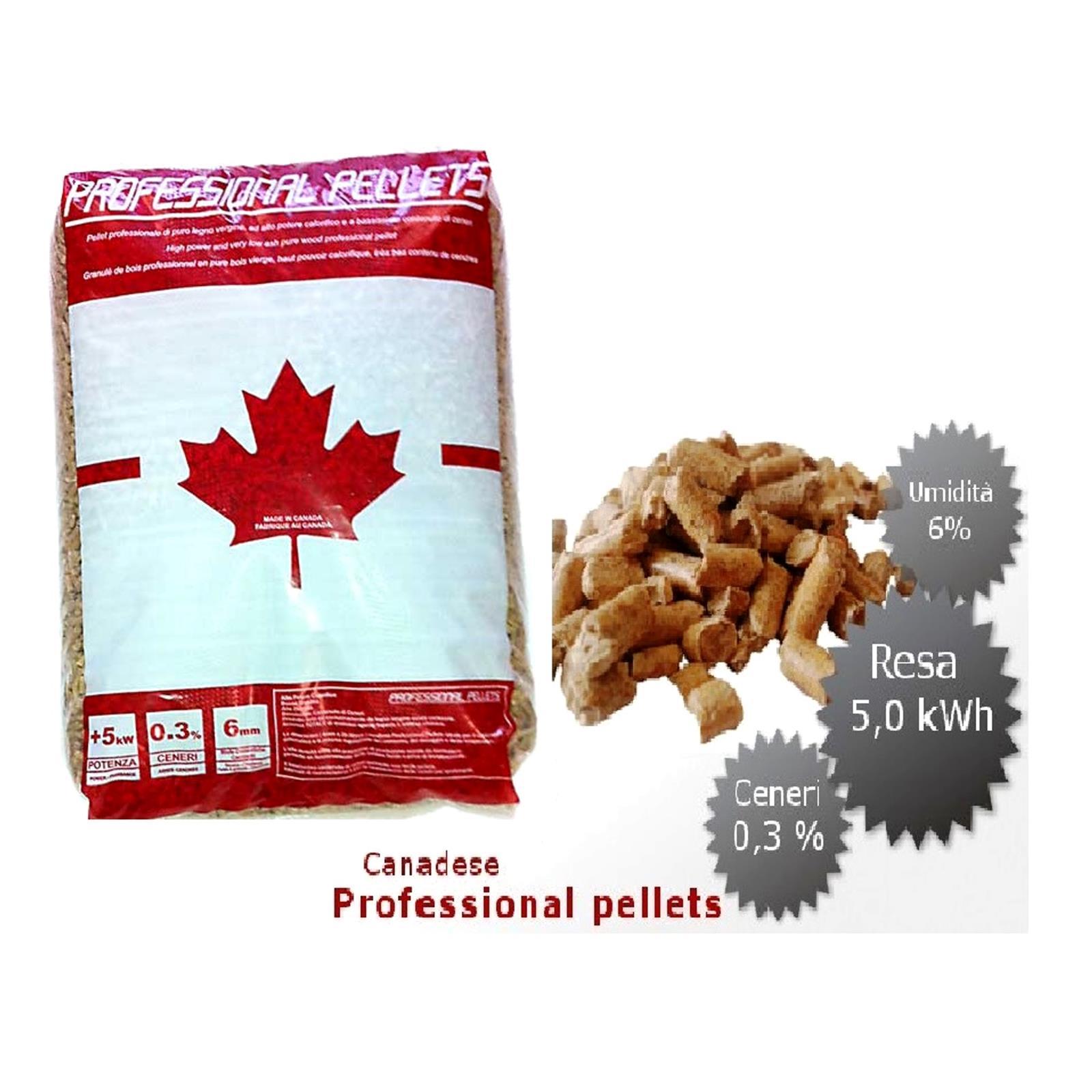 SACCO PELLET CANADESE PROFESSIONAL 15KG PELLETS ABETE ROSSO CERTIFICATO EN PLUS A1