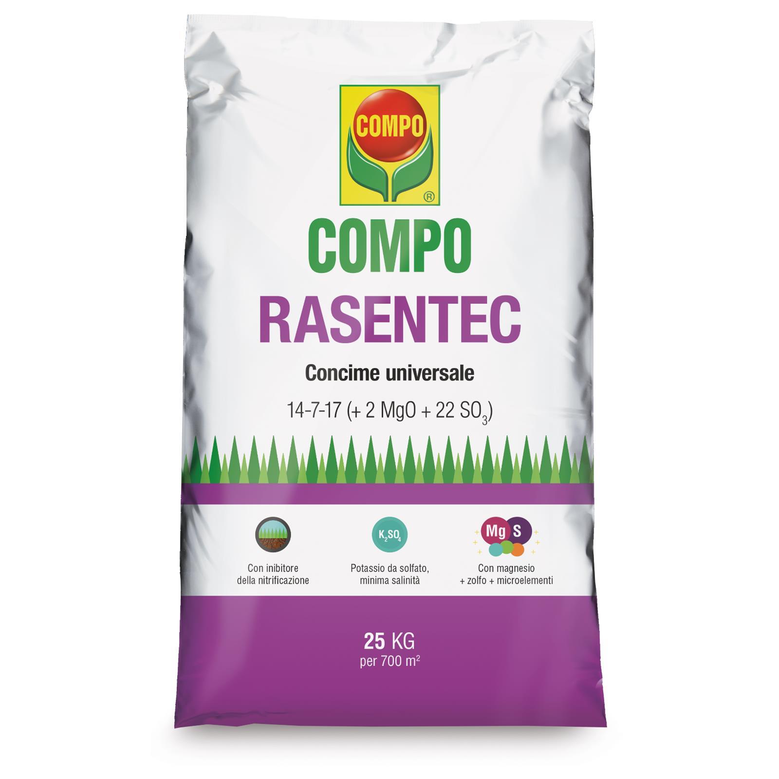 Compo rasentec concime tappeti erbosi con microelementi kg. 25 azoto fosforo e potassio