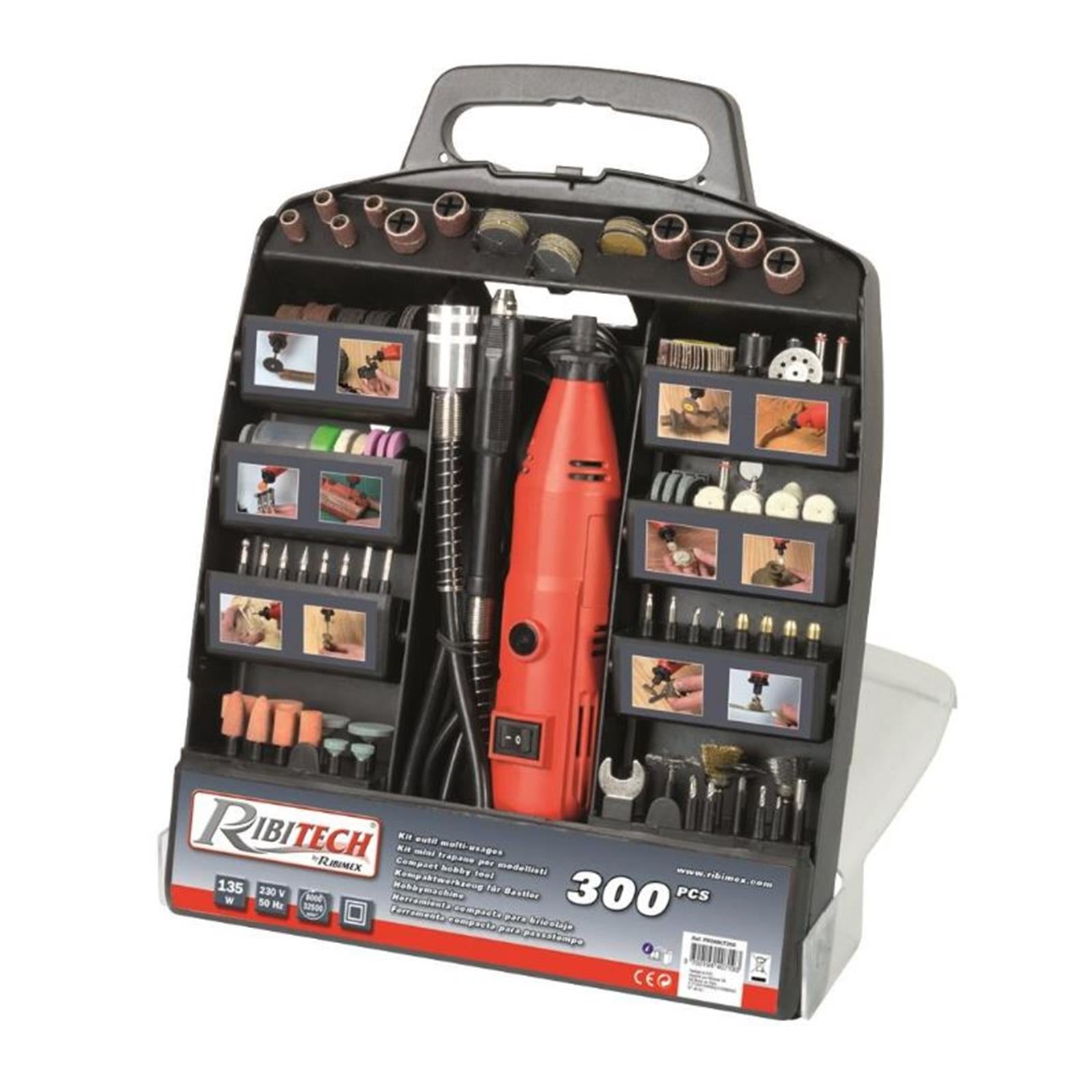 Kit mini trapano dremel con albero flessibile 300 pz valigetta multiutensile multifunzione