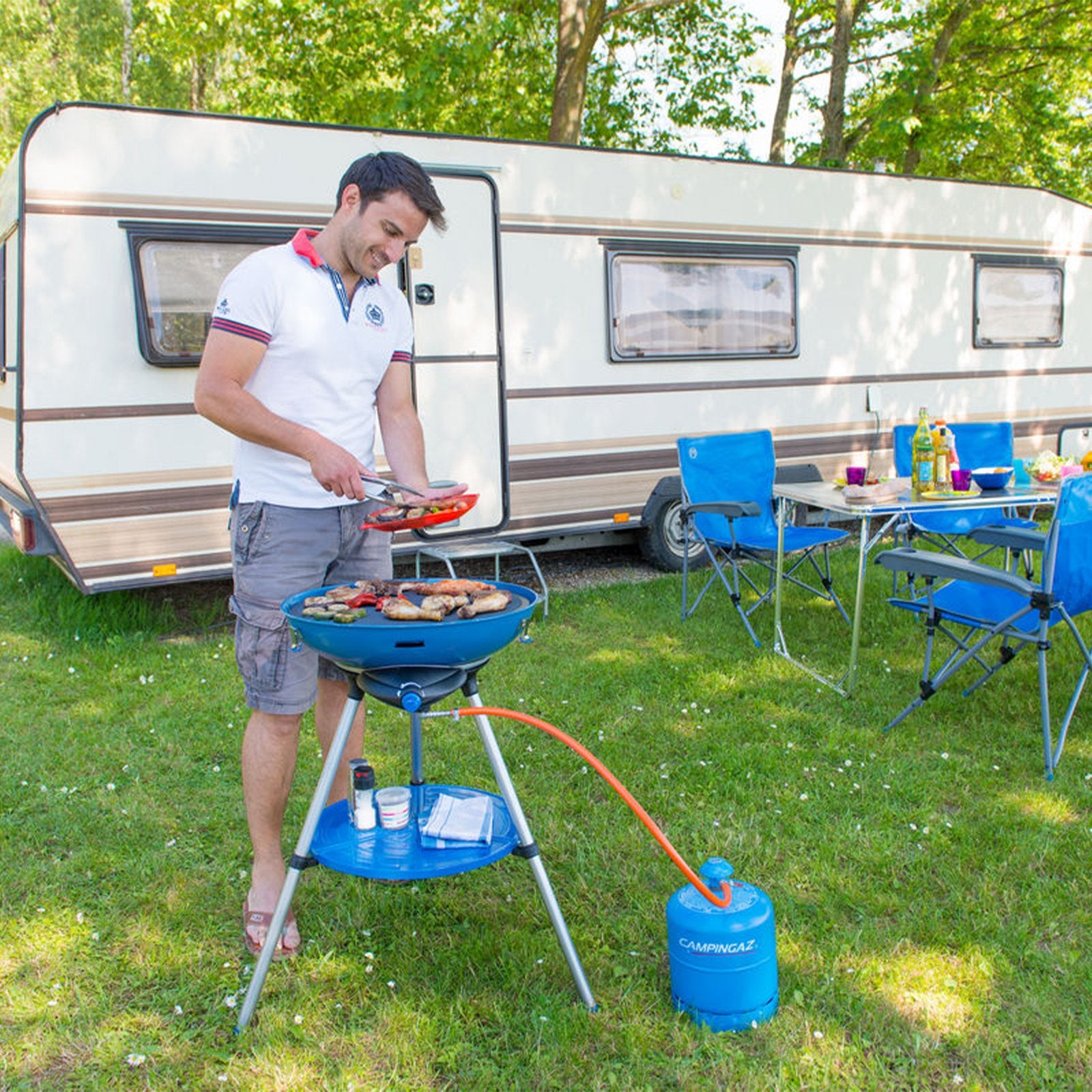 Fornello da campeggio "Party Grill 600" per viaggio trasportabile con griglia