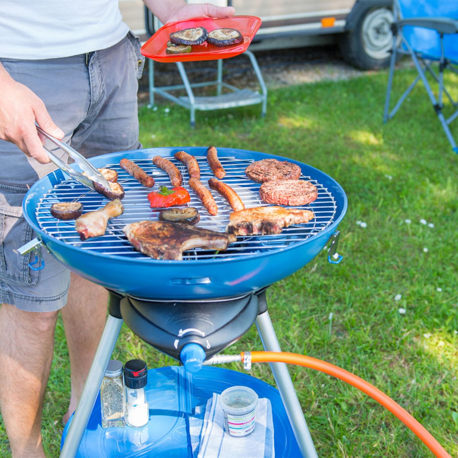 Fornello da campeggio "Party Grill 600" per viaggio trasportabile con griglia