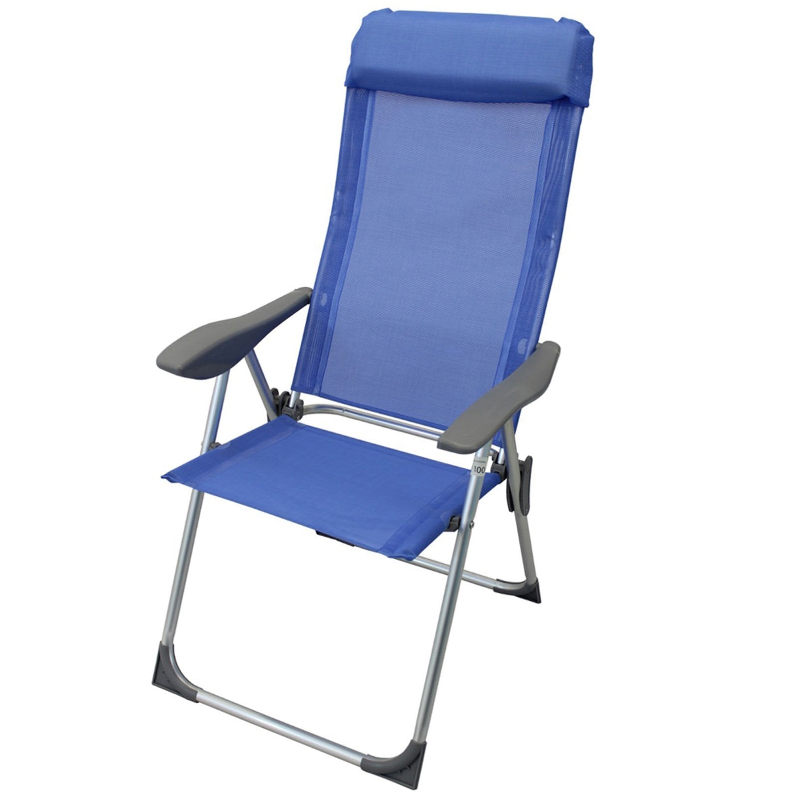 Poltrona "Giulia" sedia a sdraio spiaggina da balcone e veranda con braccioli pieghevole in alluminio