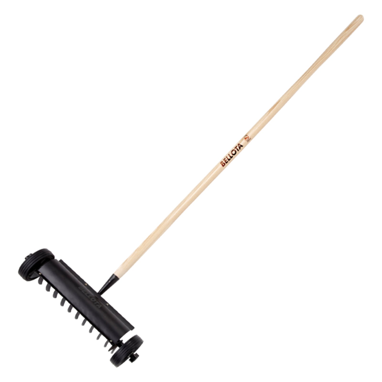 Rastrello aeratore con ruote e denti in acciaio per giardino antiruggine