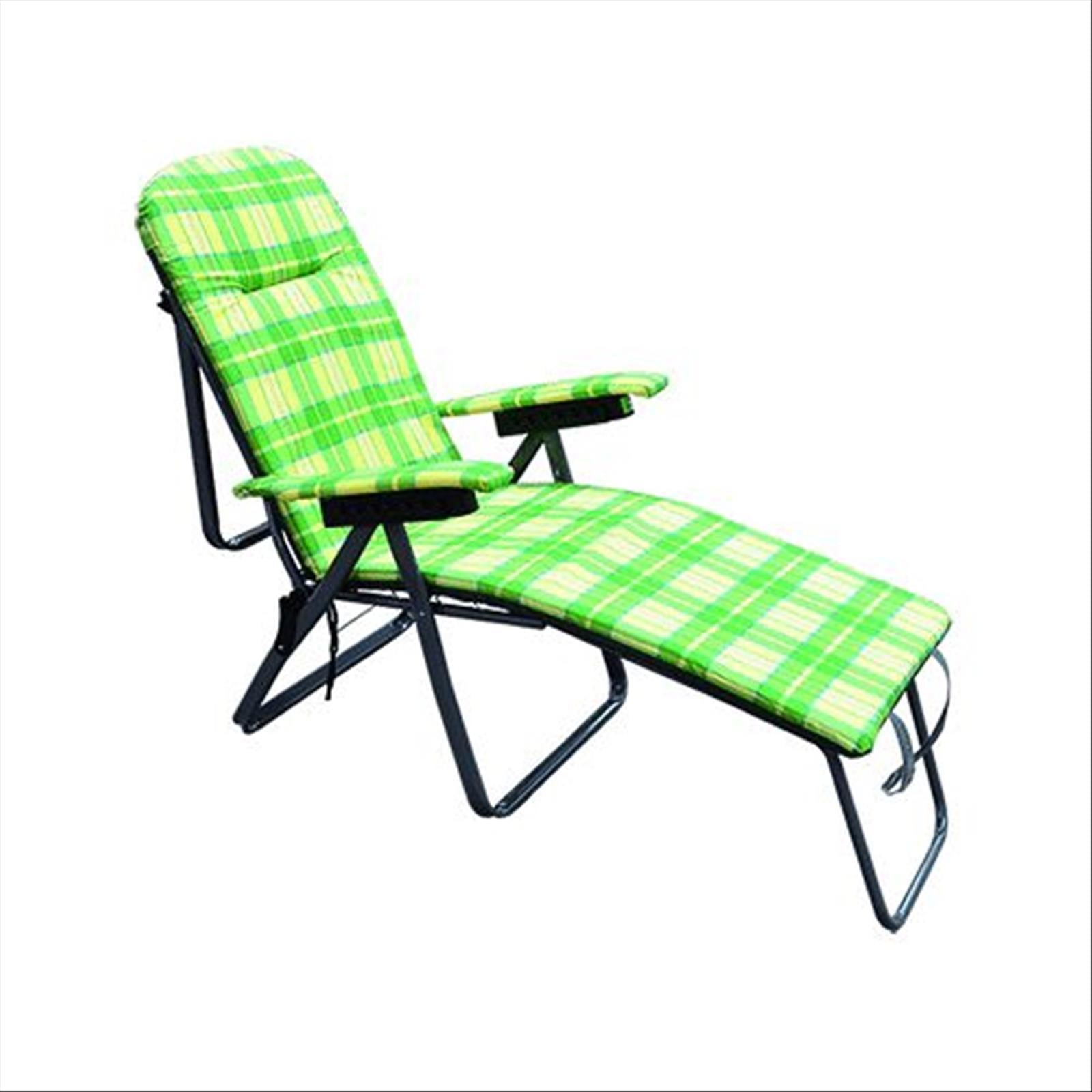 Sedia a sdraio con poggia gambe estraibile in metallo e cuscino da interno