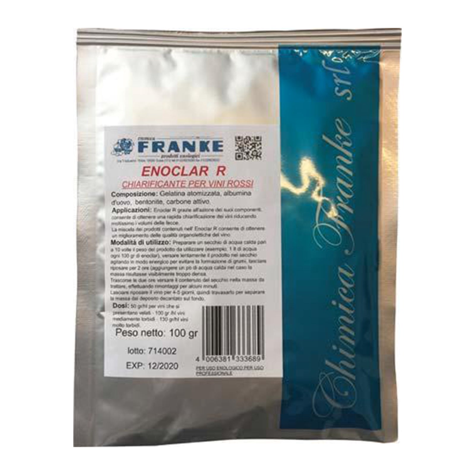 Chiarificante per vino rosso e bianco "Enoclar" per mosti torbidi 100 grammi
