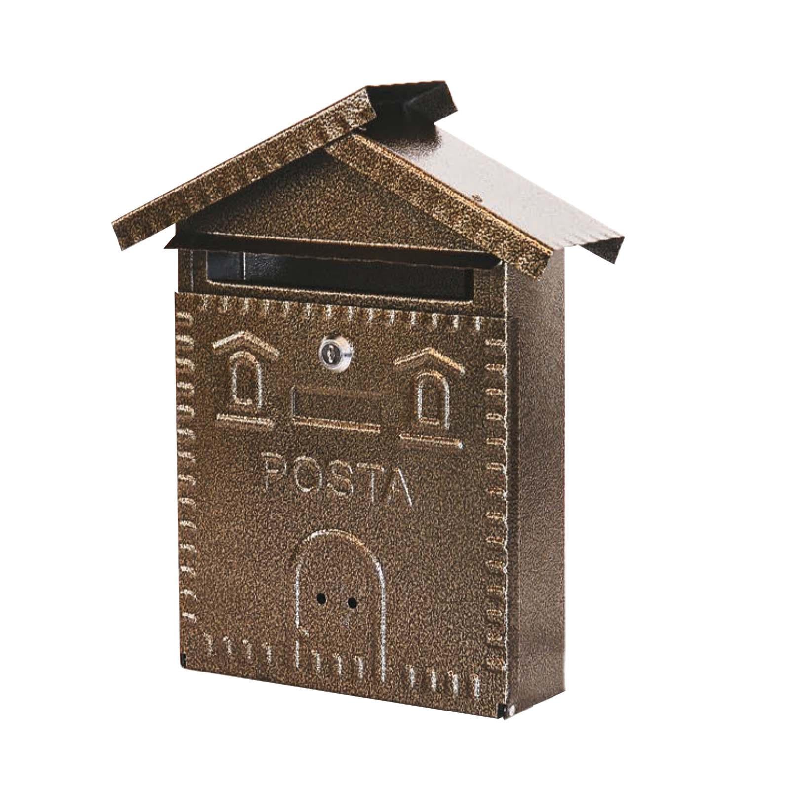 CASSETTA POSTALE IN FERRO BATTUTO BRONZO BUCA PER LETTERE DA ESTERNO 28X9X35 H