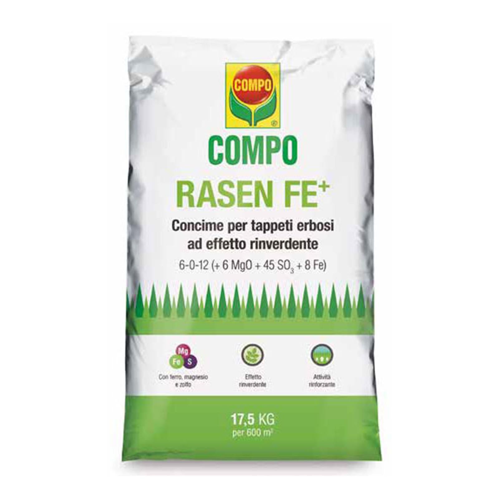 Compo rasen fe ferro top concime granulare prato tappeti erbosi kg.17,